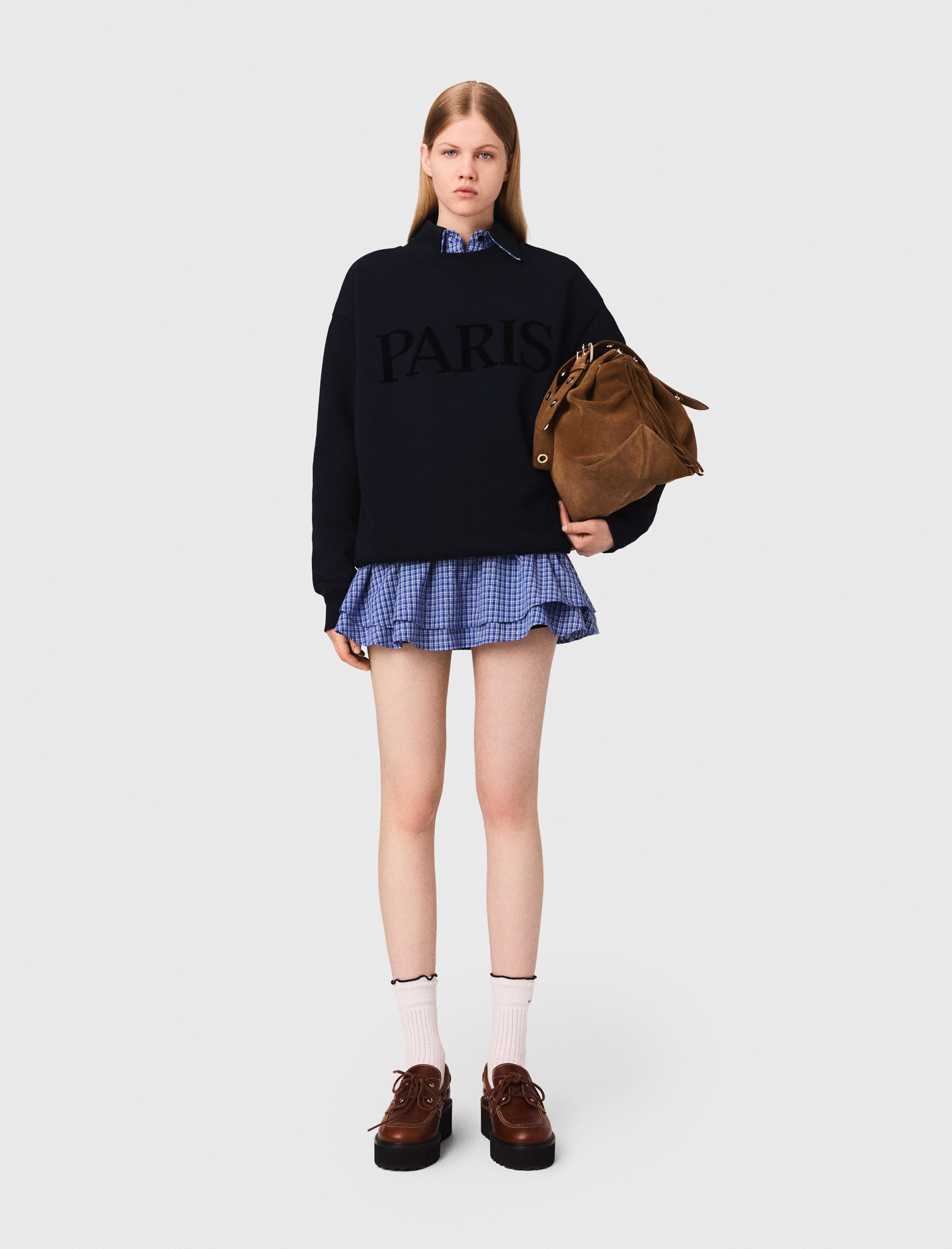 Paris logo embossed sweatshirt - Navy