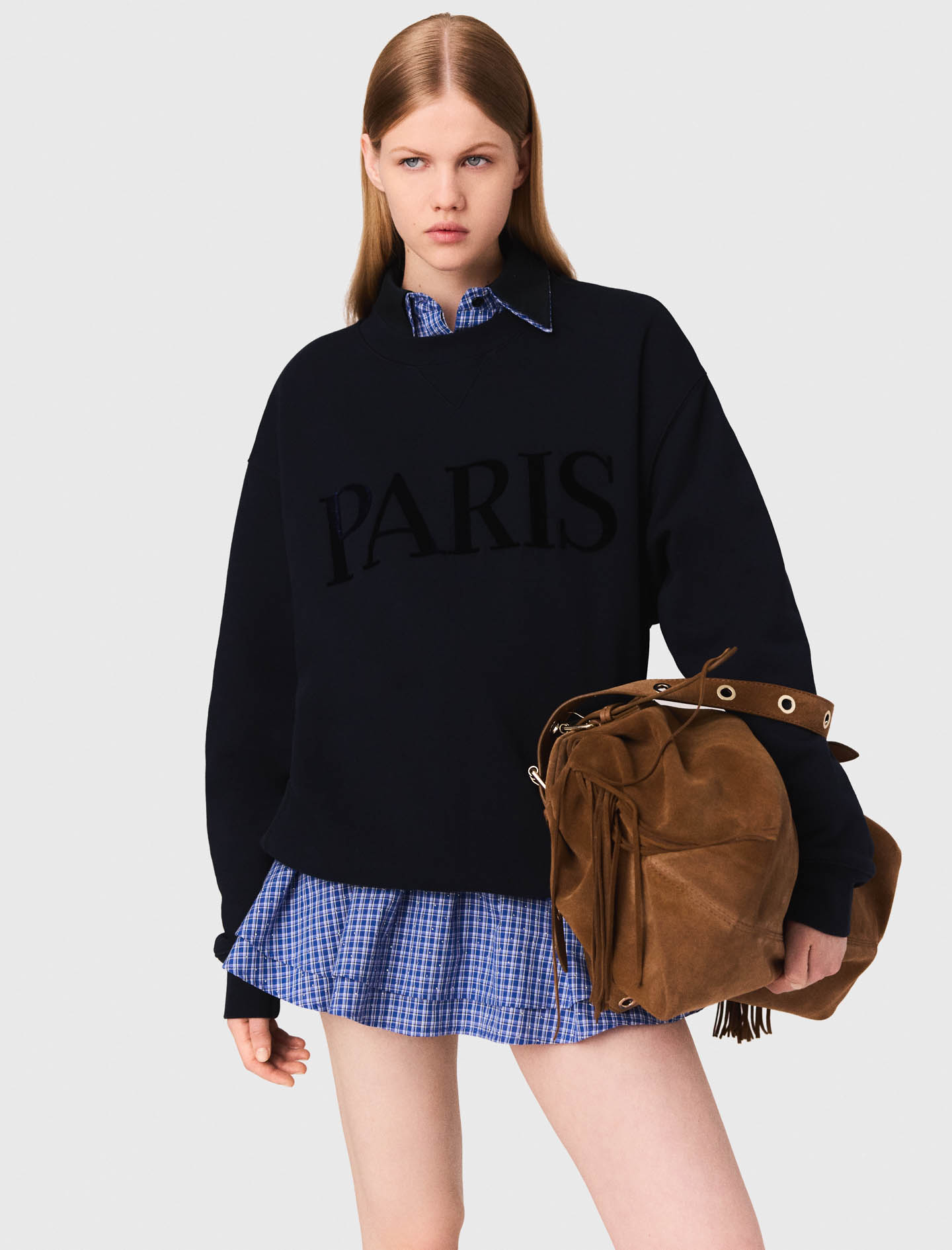 Paris logo embossed sweatshirt - Navy