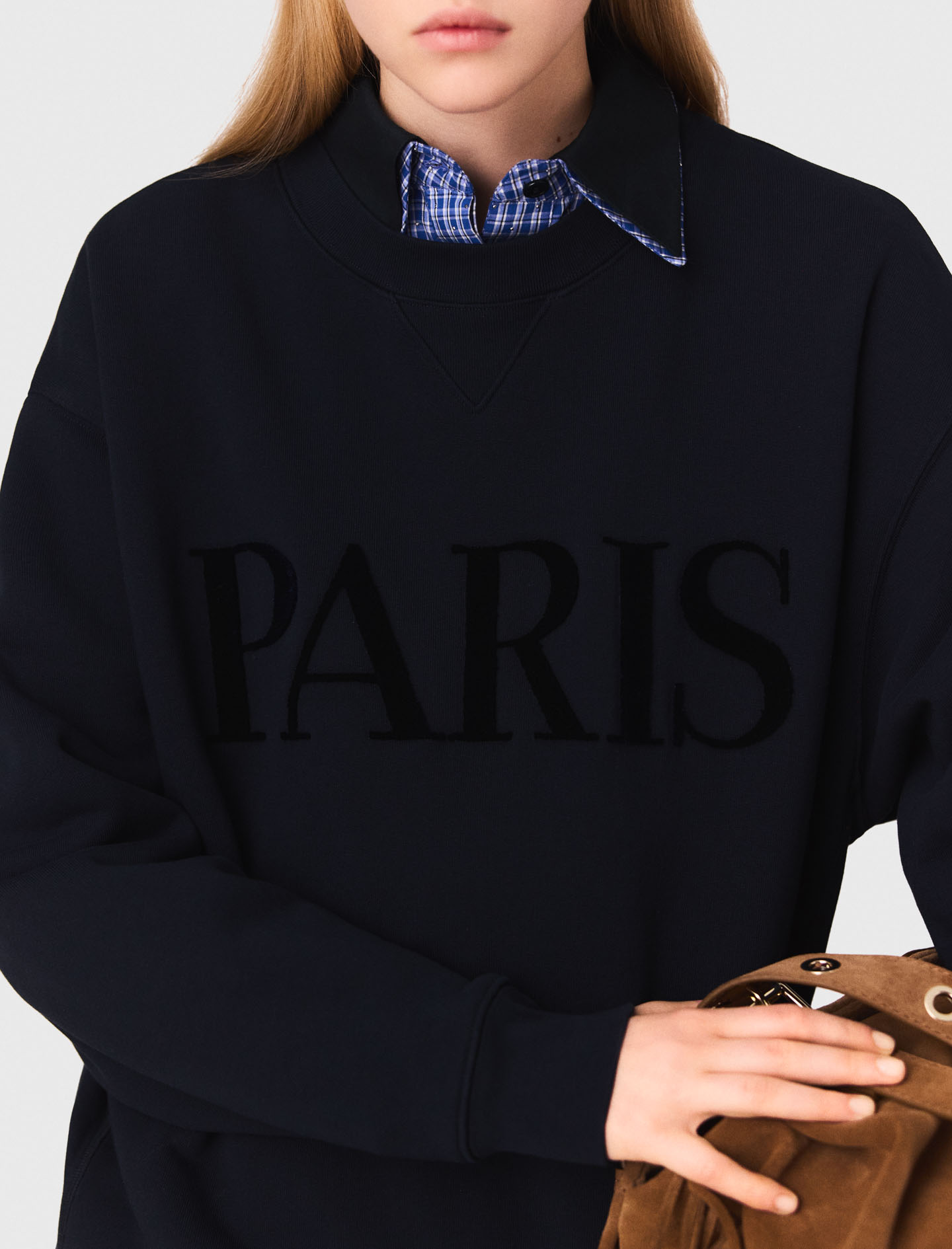 Paris logo embossed sweatshirt - Navy