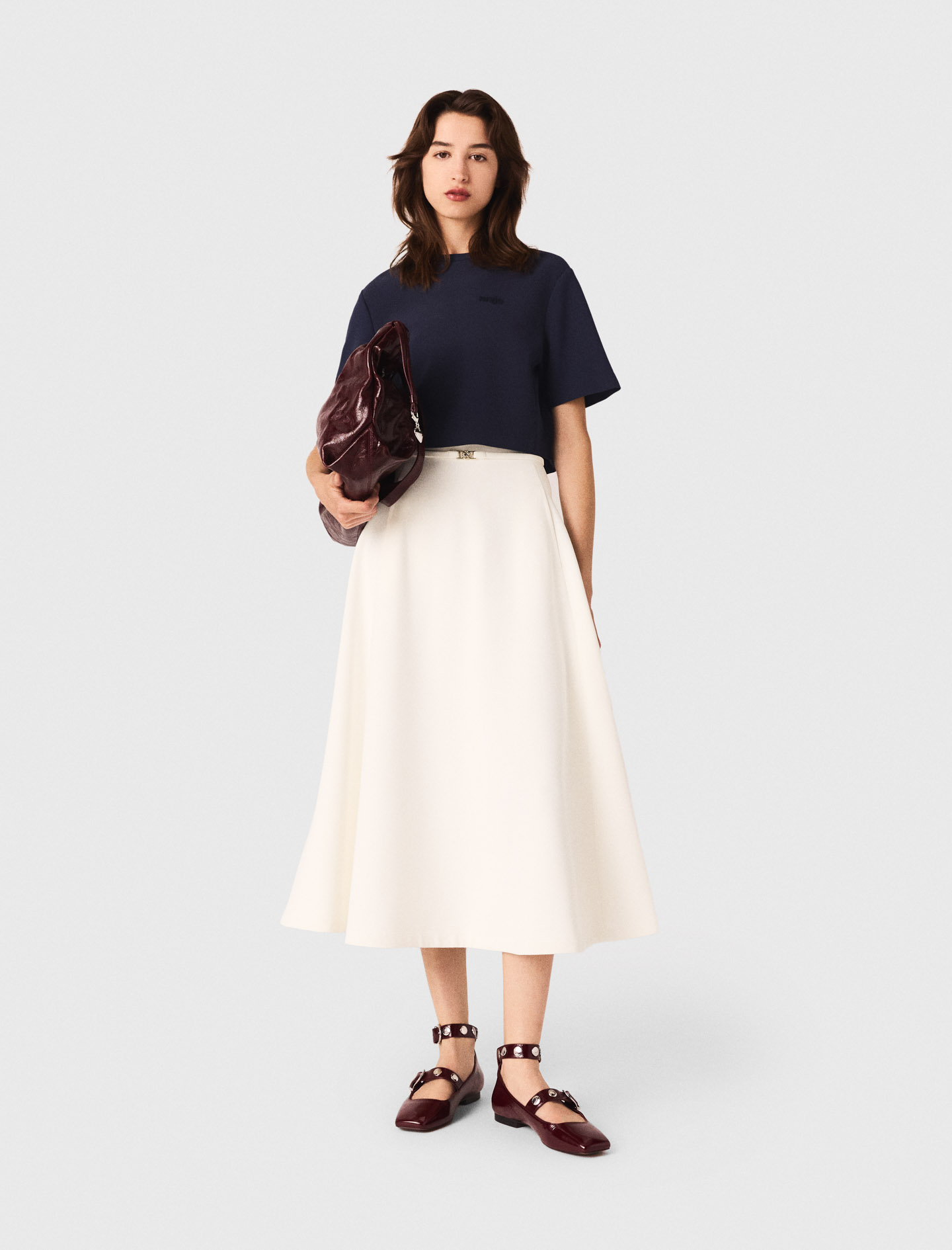 Heavy crepe short top - Navy