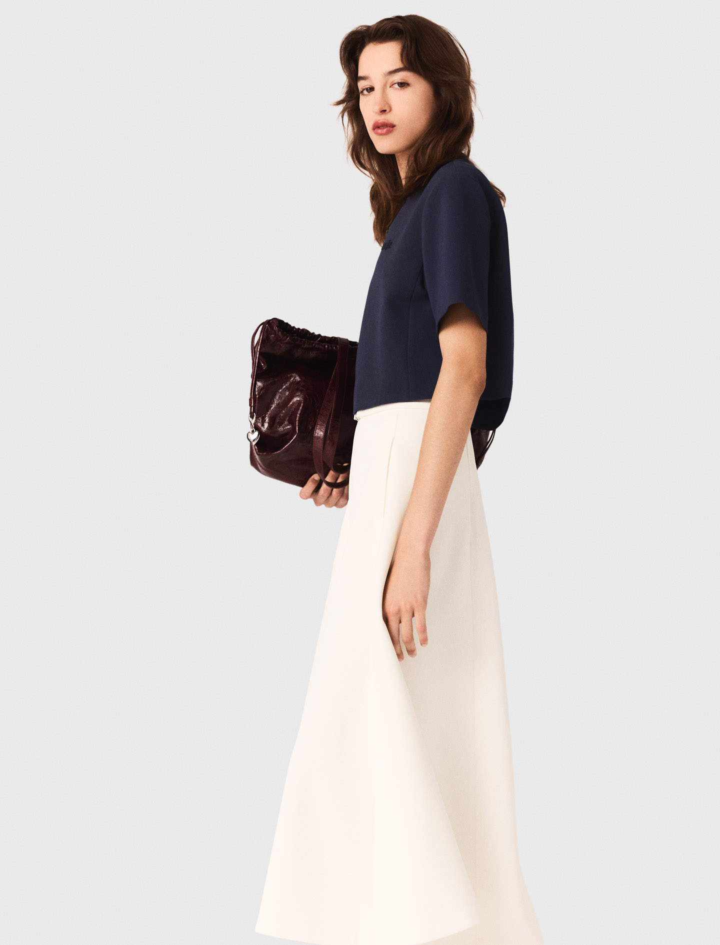 Heavy crepe short top - Navy