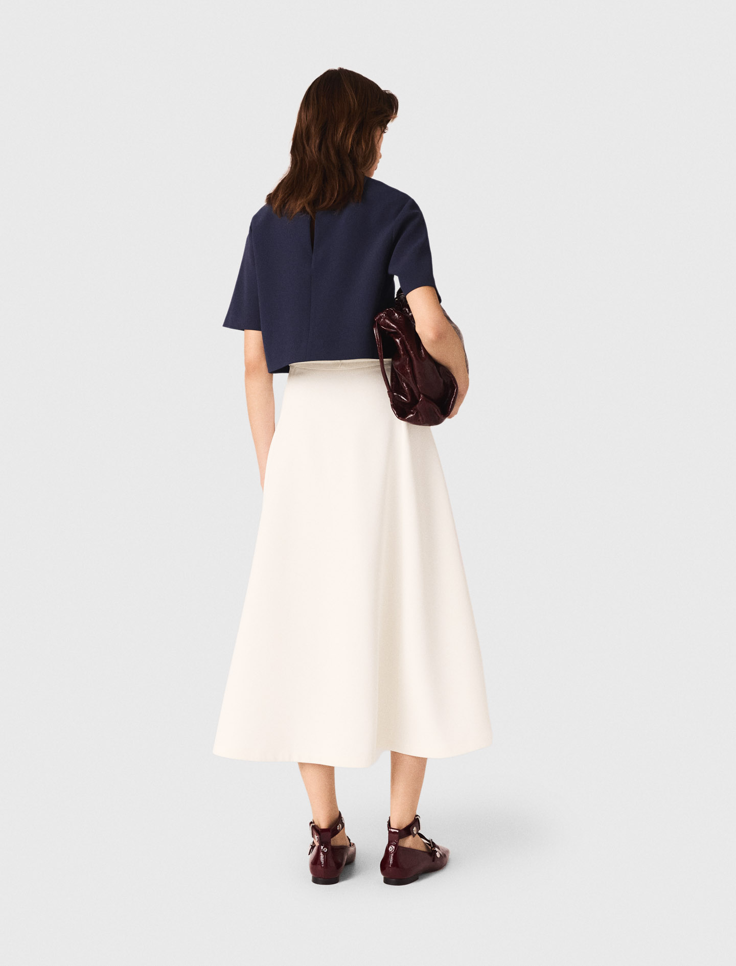 Heavy crepe short top - Navy