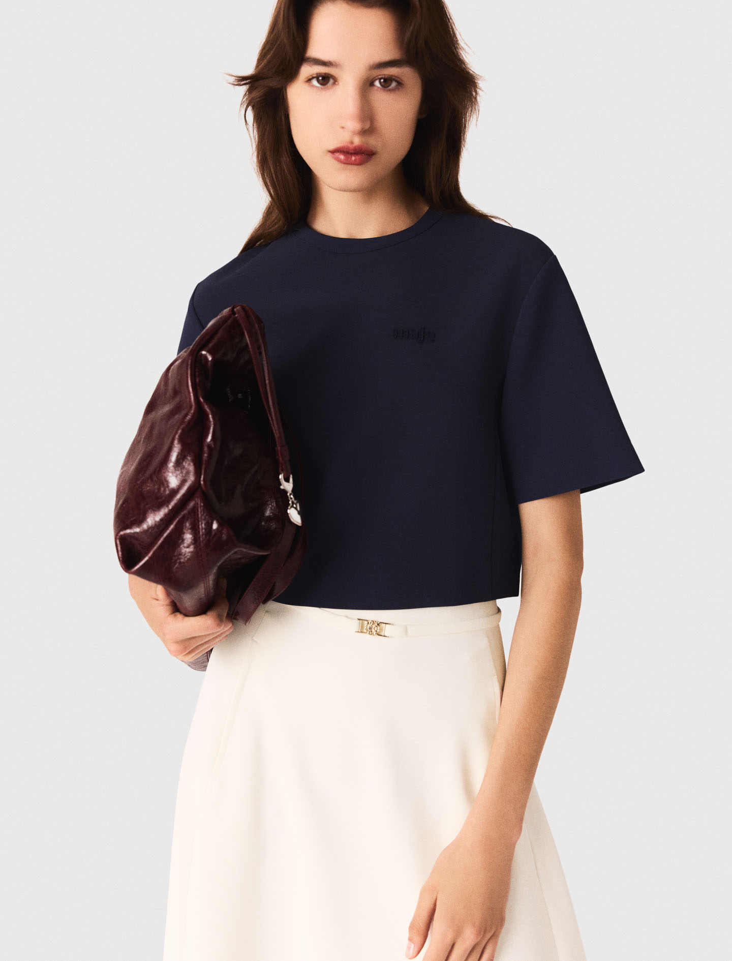 Heavy crepe short top - Navy