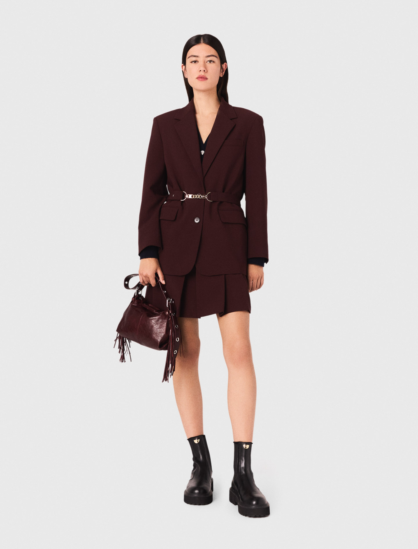 Belted suit jacket - Burgundy