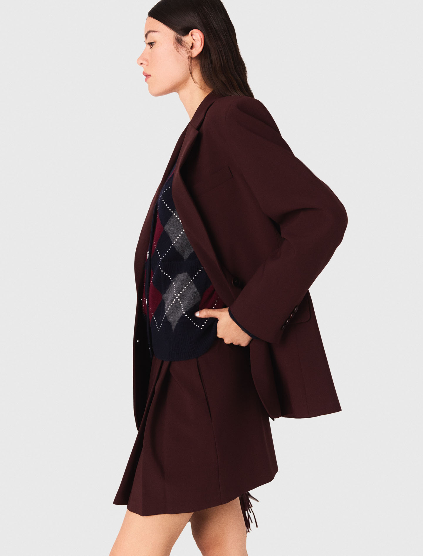 Belted suit jacket - Burgundy