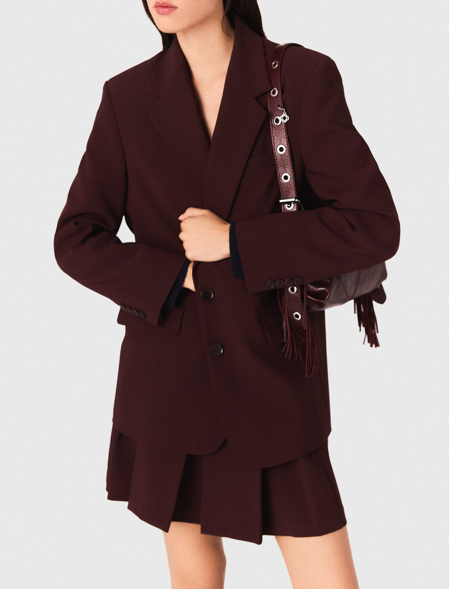 Belted suit jacket - Burgundy