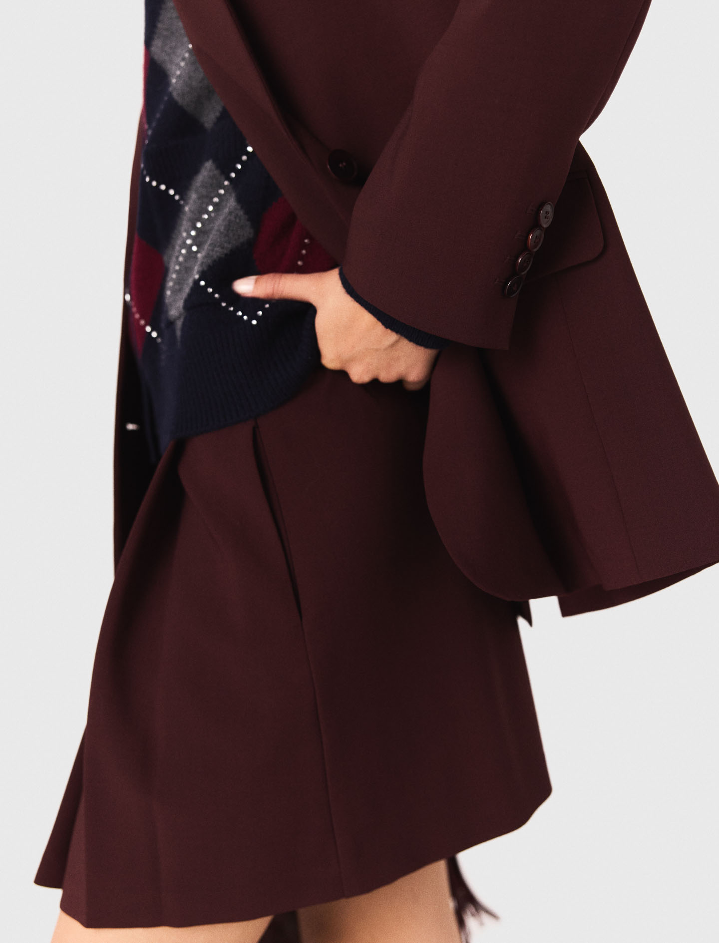 Belted suit jacket - Burgundy
