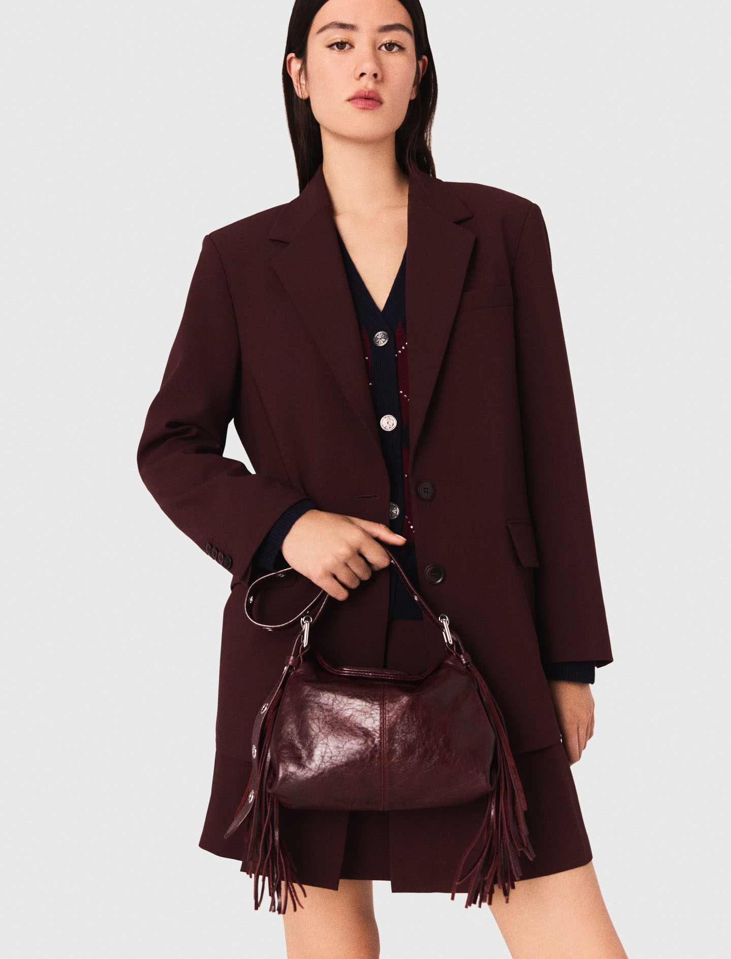 Belted suit jacket - Burgundy