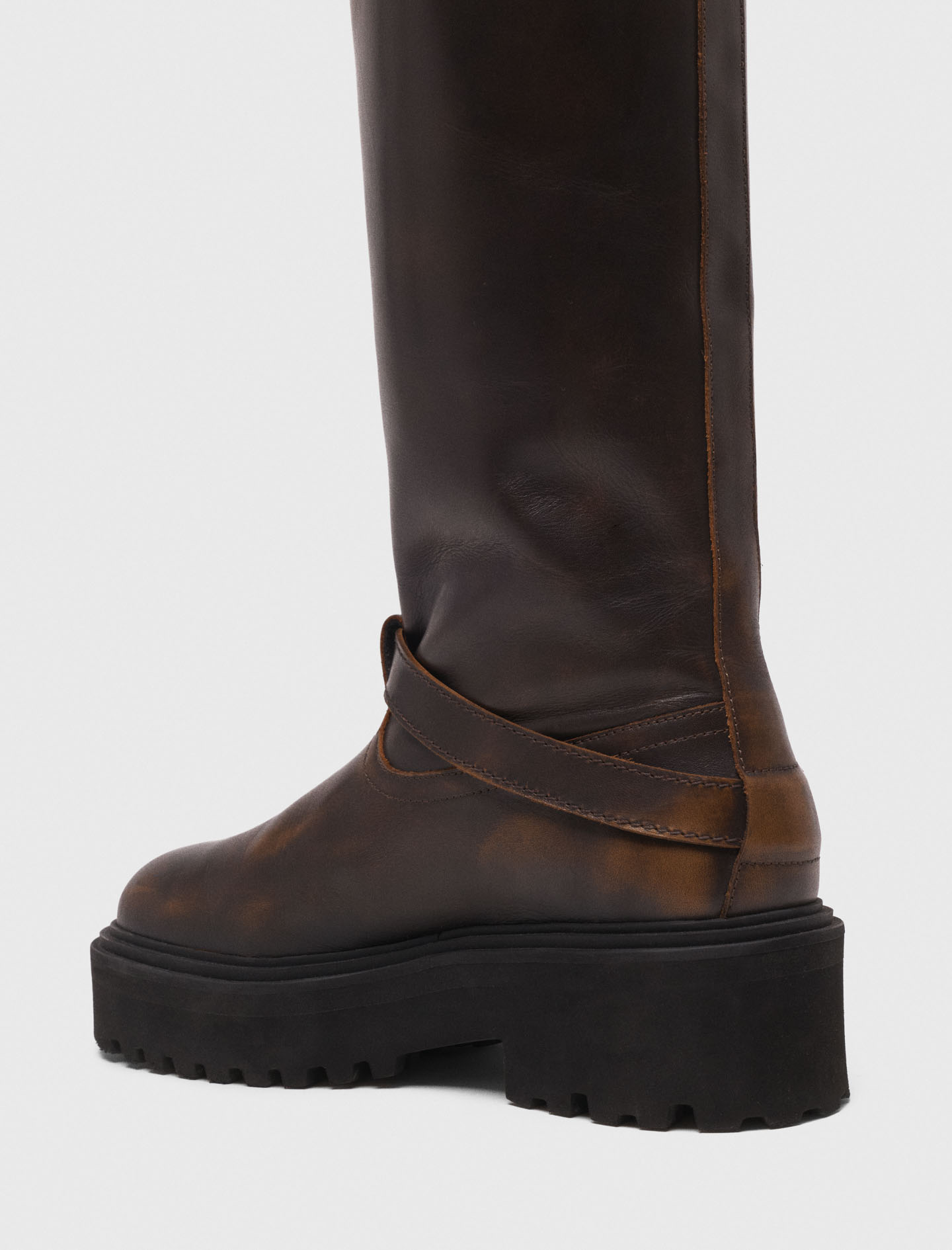 Leather biker boots - Brown