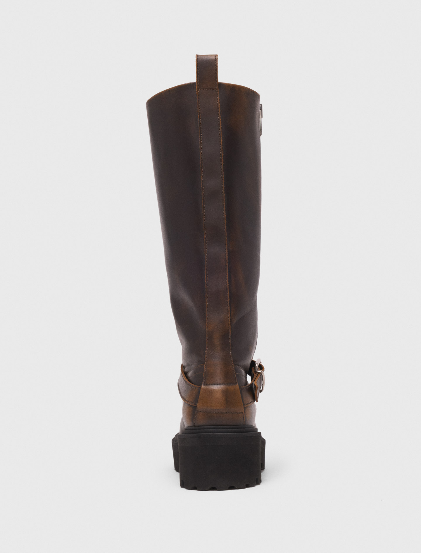 Leather biker boots - Brown