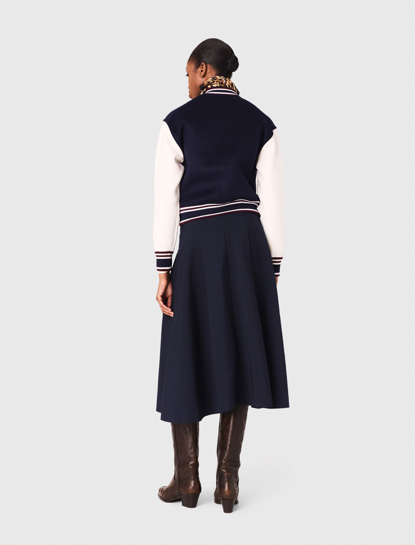 Mixed fabric bomber - Navy