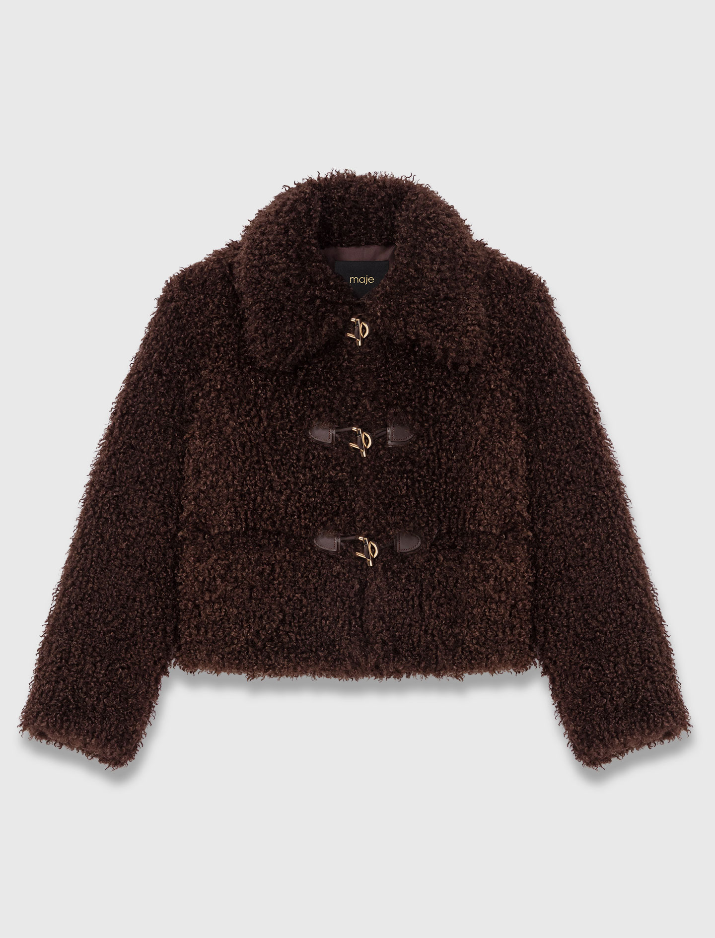 Double faced coat with leather - Camel