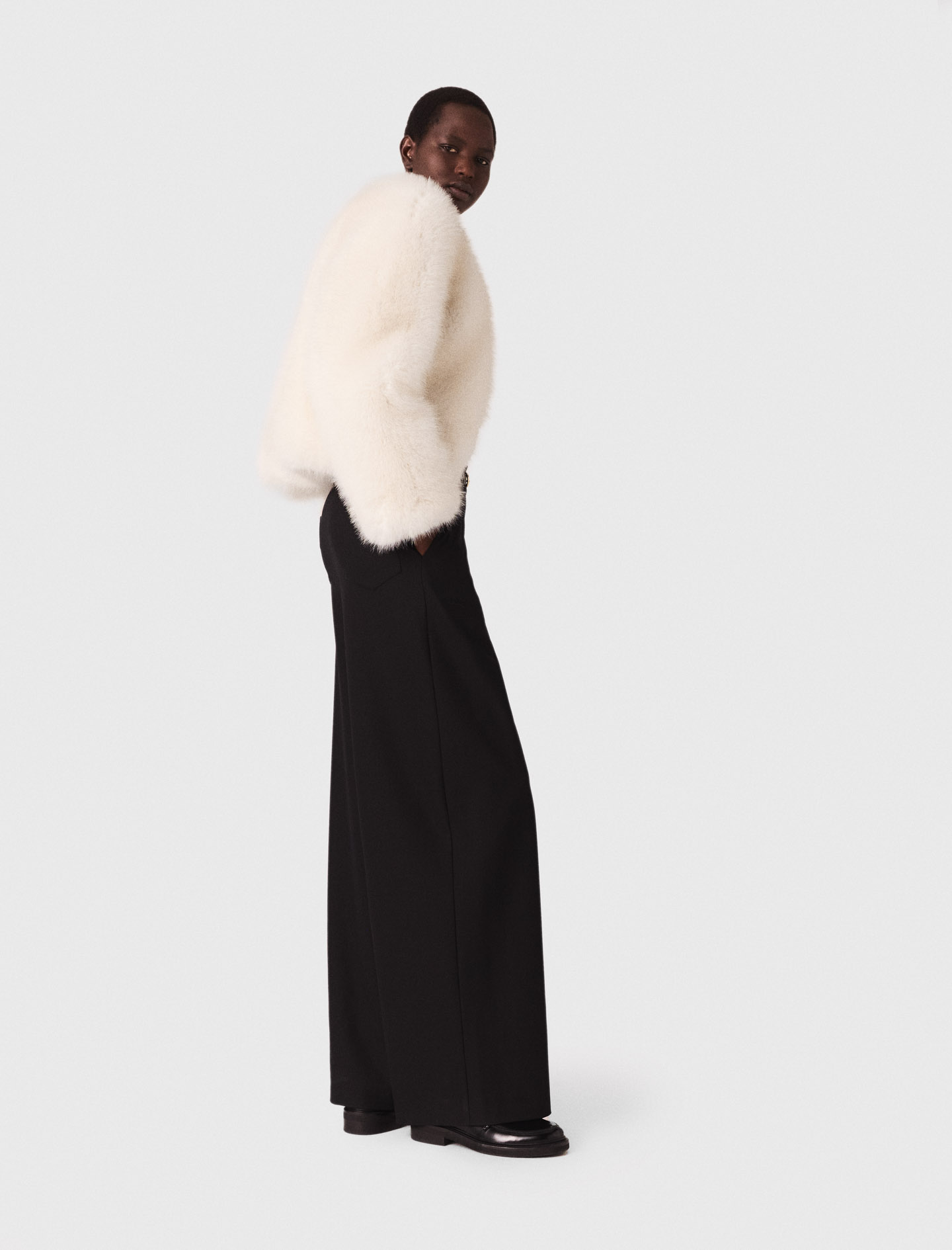 Elasticated waist suit trousers - Black