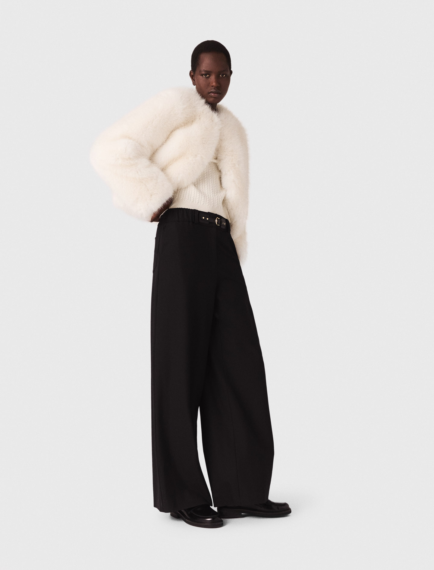 Elasticated waist suit trousers - Black