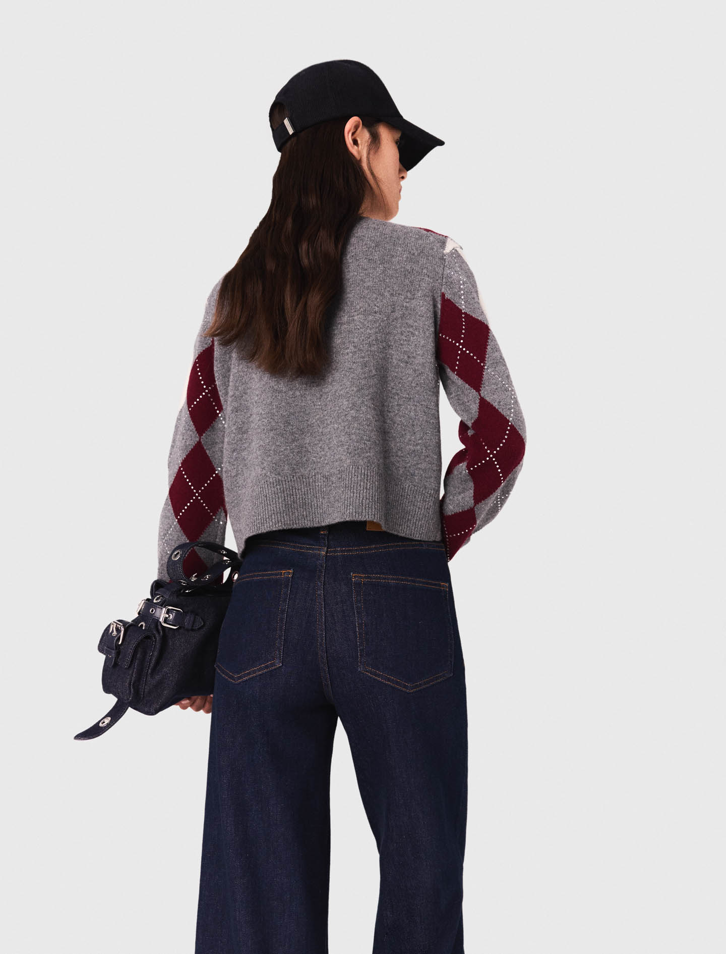 Argyle crop jumper - Ecru