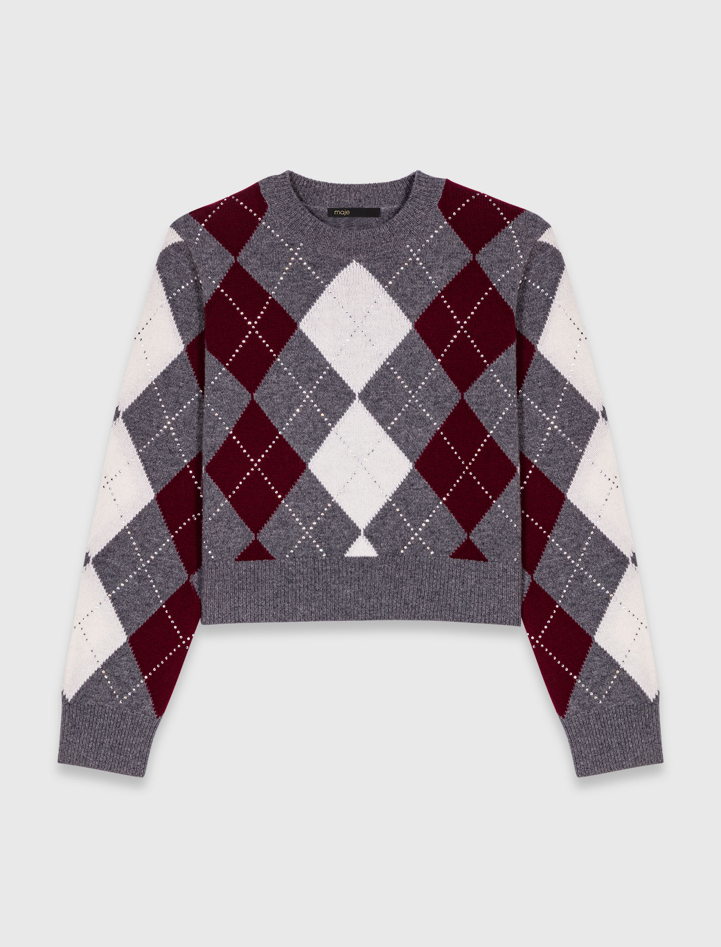 Argyle crop jumper - Ecru
