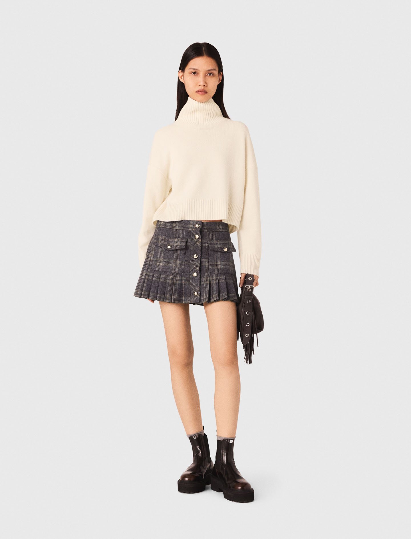 High neck cashmere jumper - Ecru