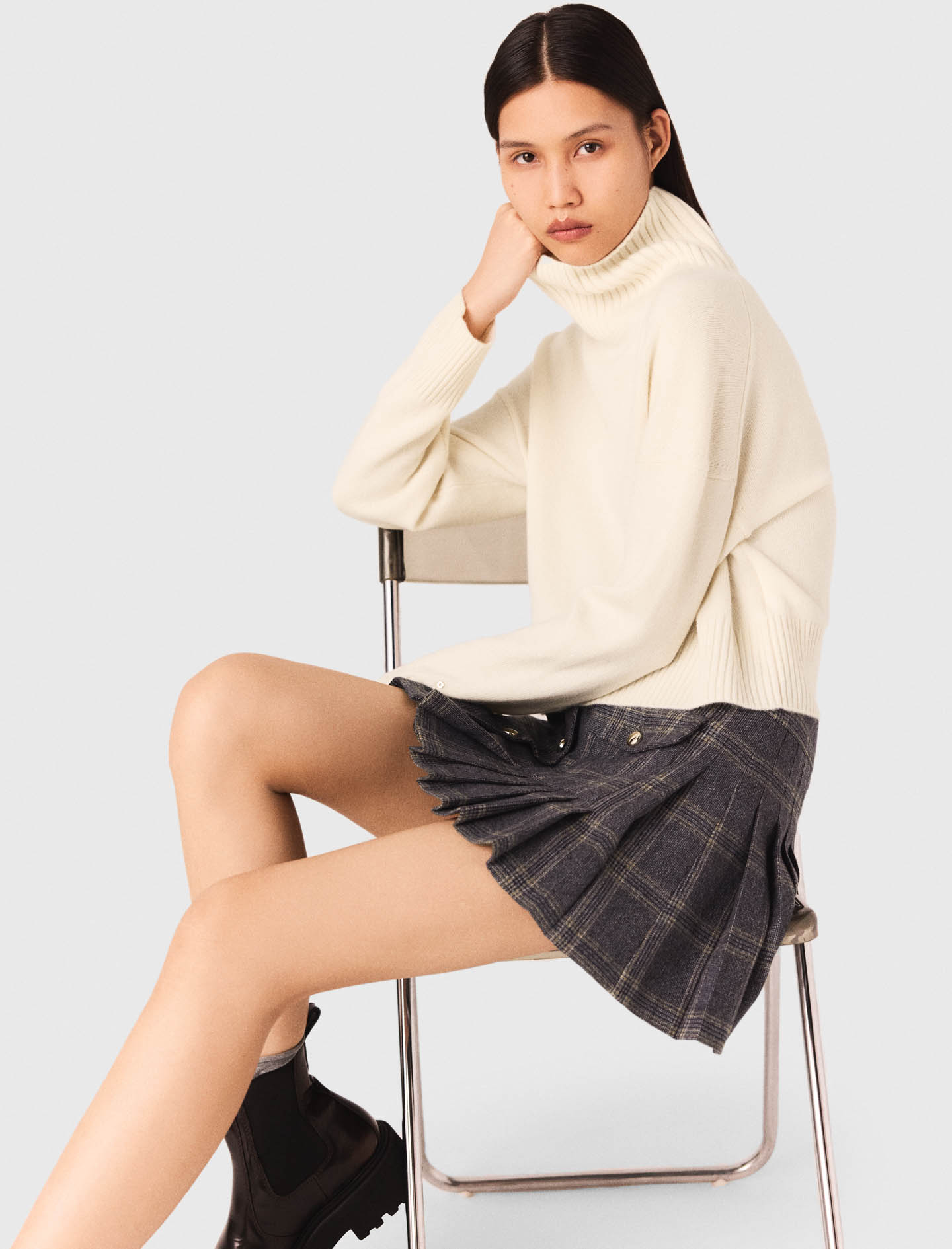 High neck cashmere jumper - Ecru
