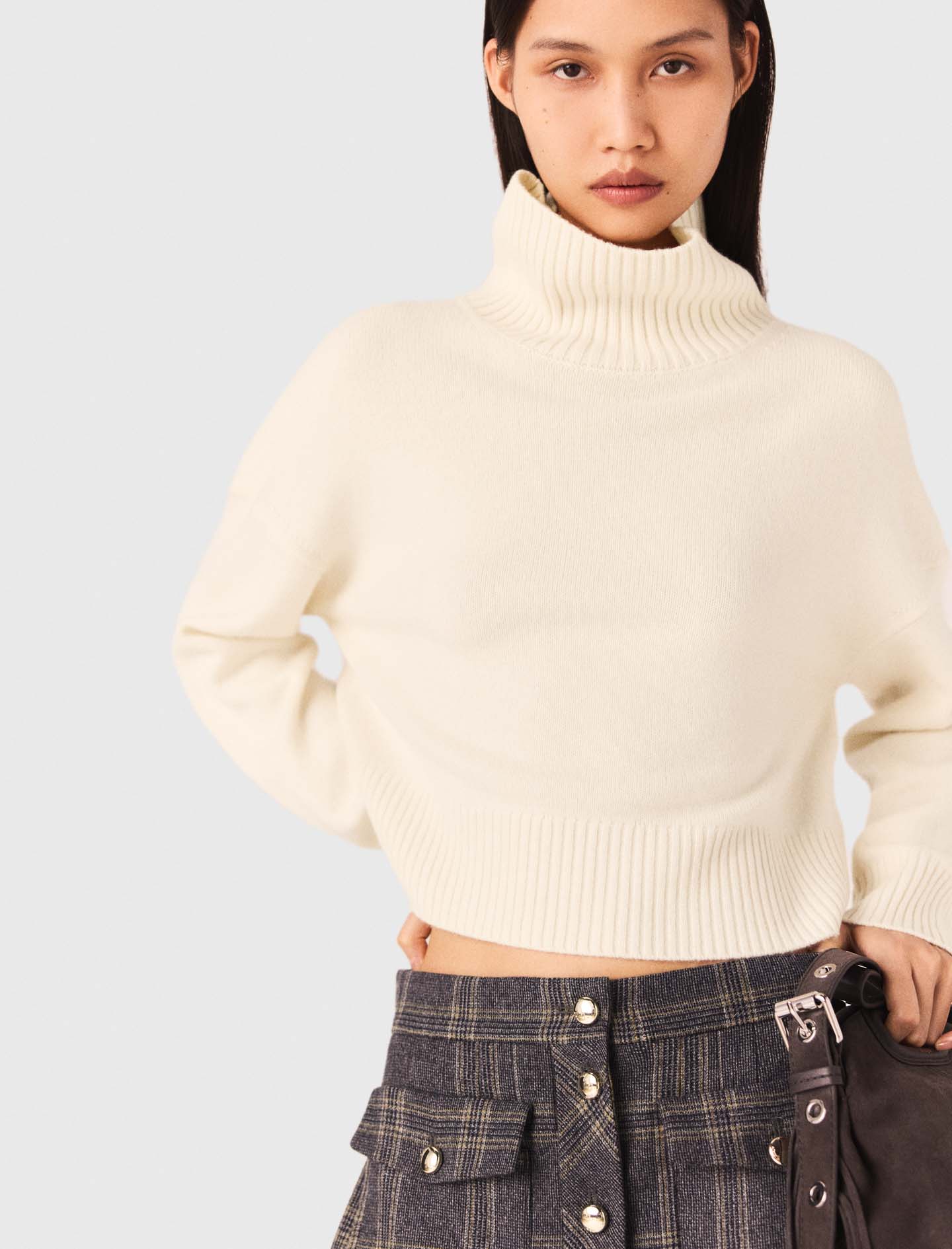 High neck cashmere jumper - Ecru