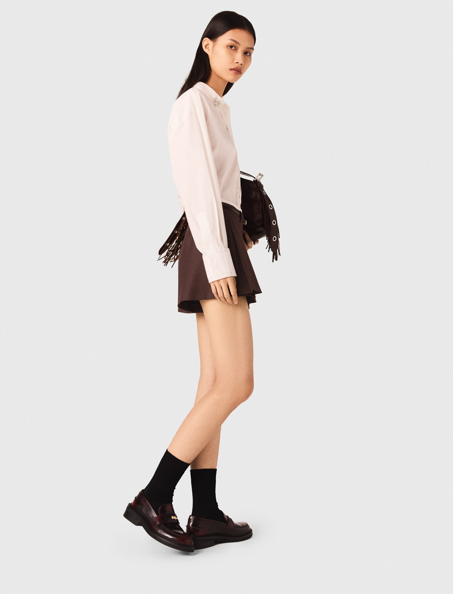 Pleated skort - Brown