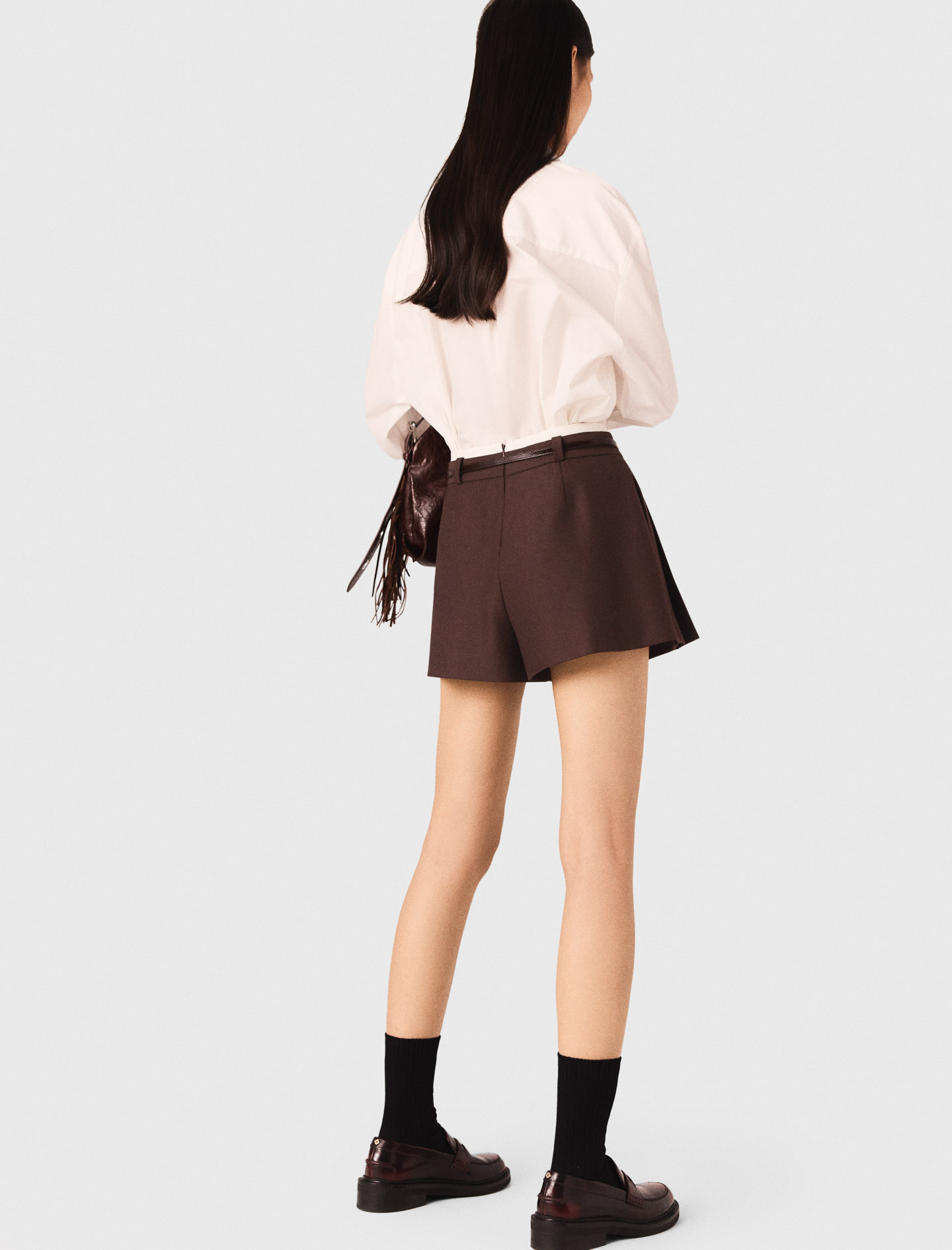 Pleated skort - Brown