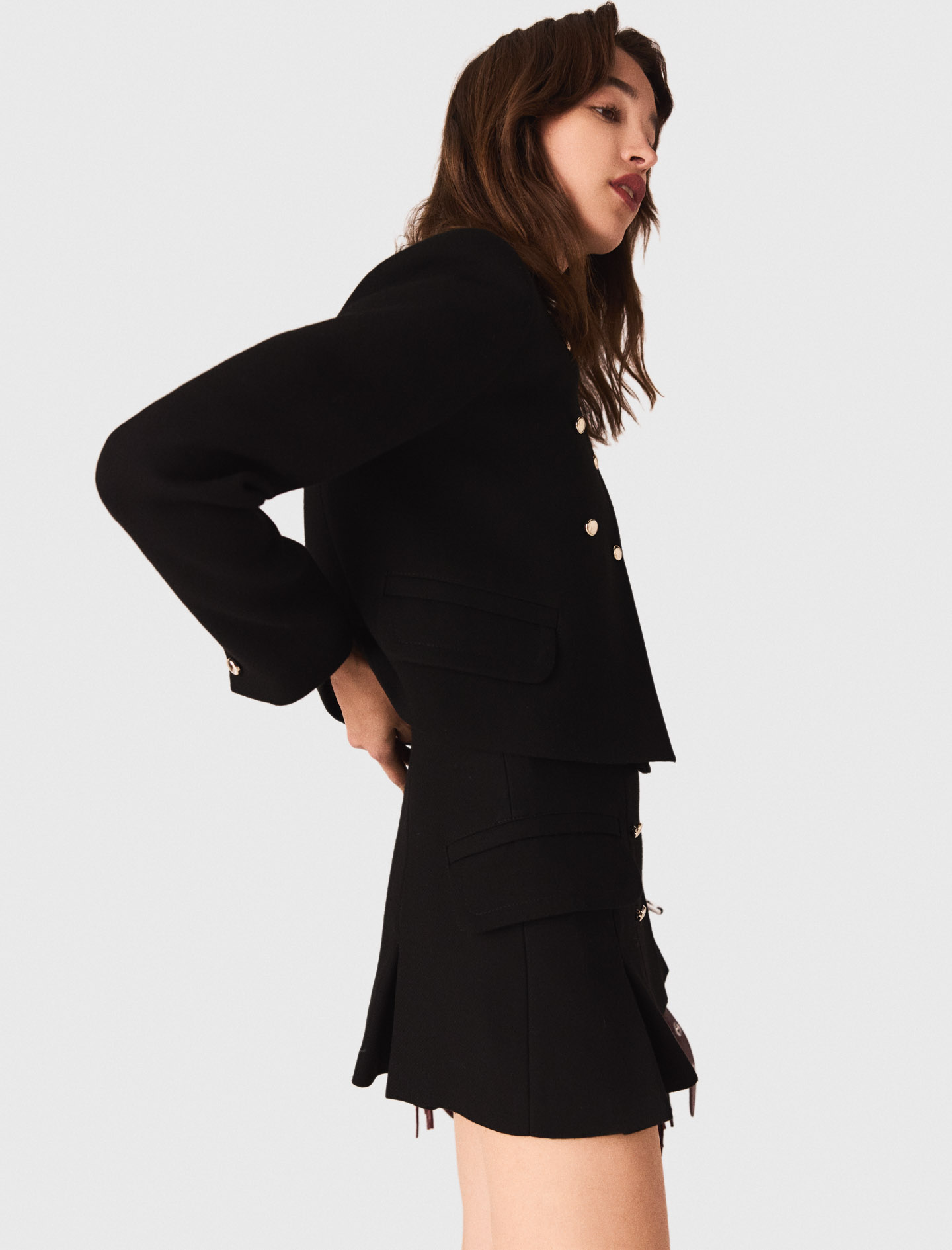 Short jacket with gold buttons - Black