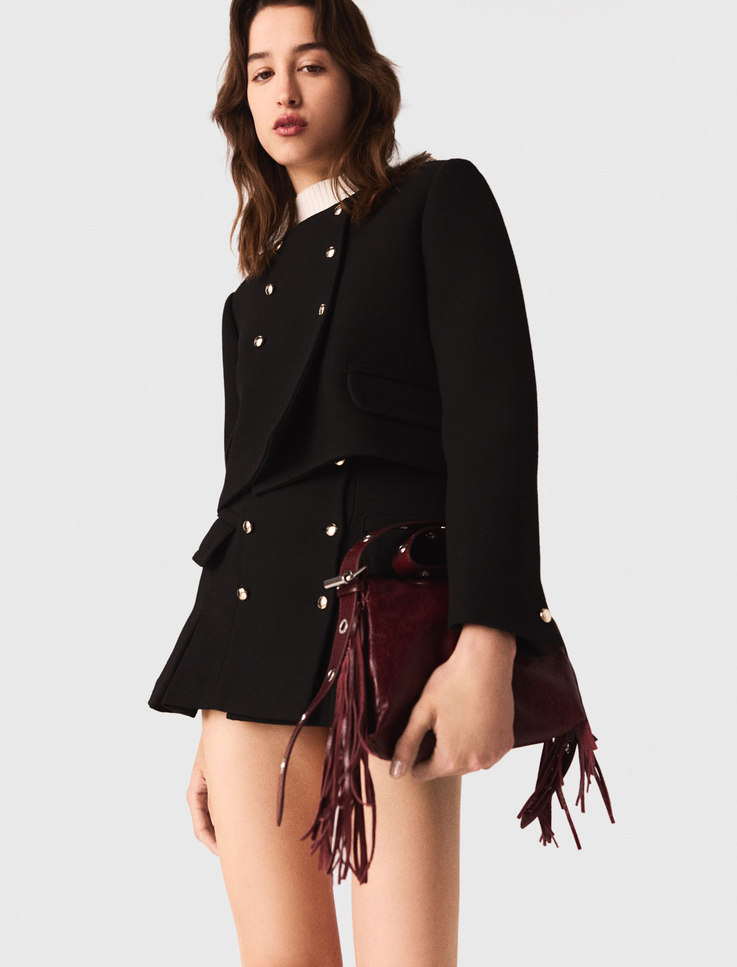 Short jacket with gold buttons - Black