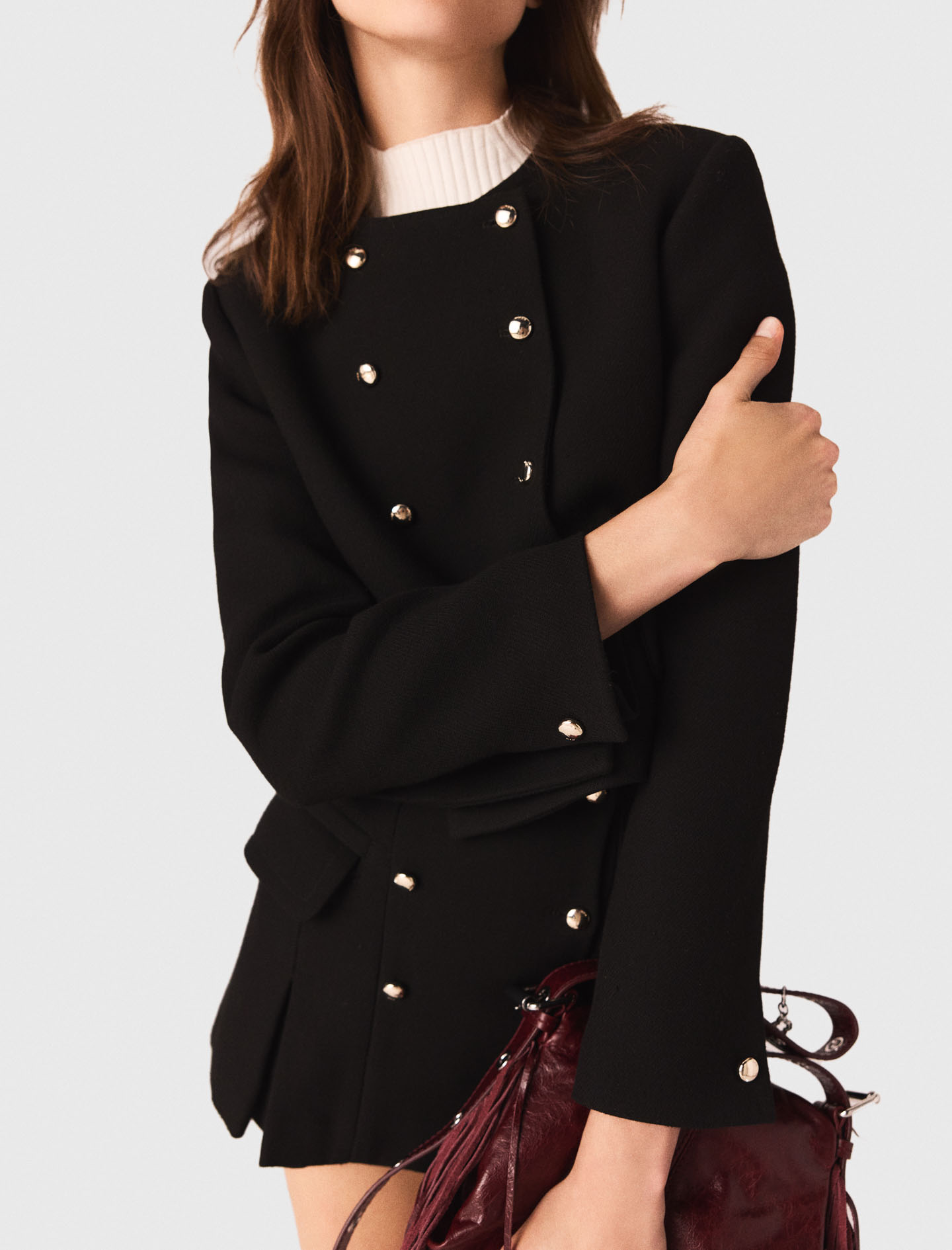 Short jacket with gold buttons - Black
