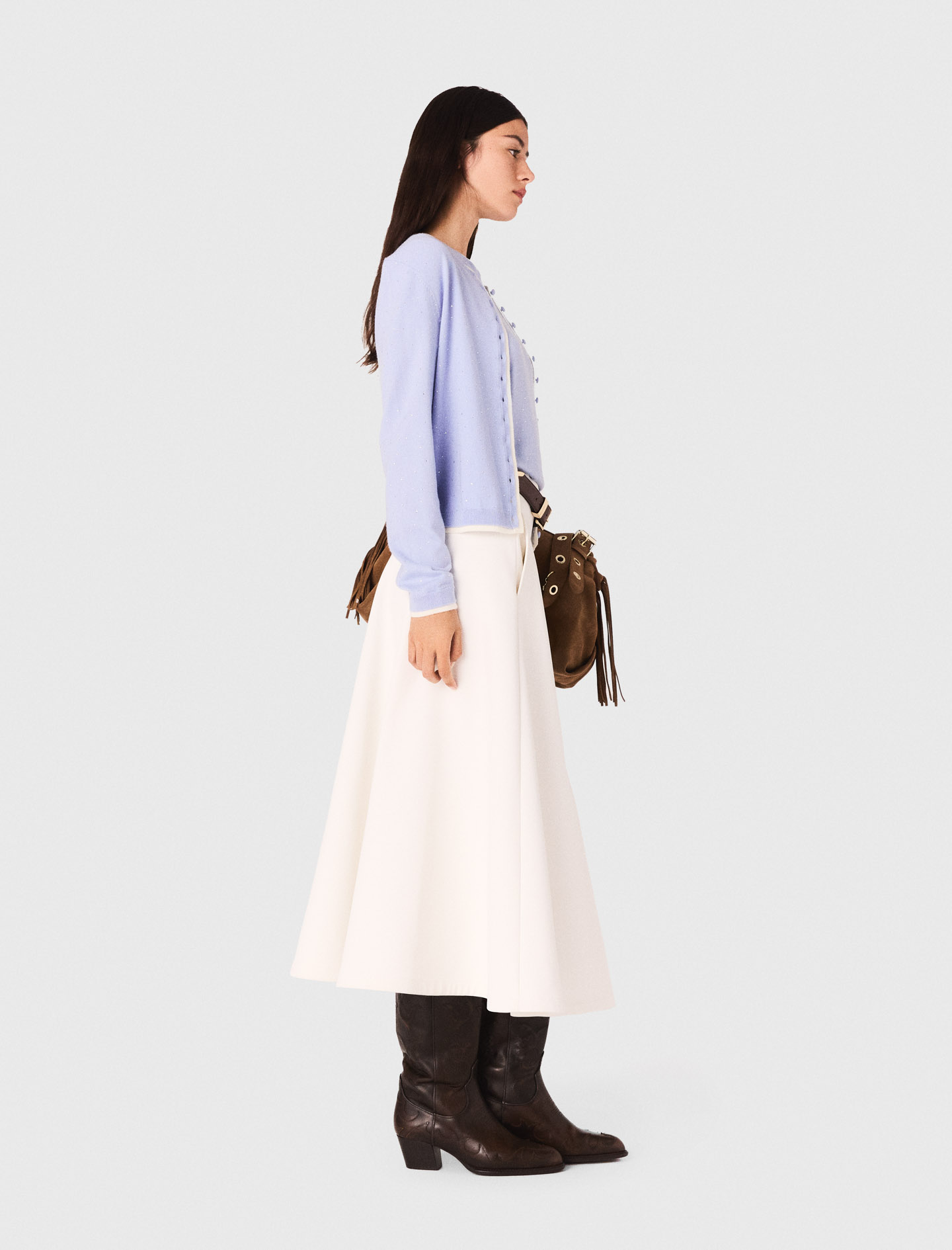 100% wool cardigan with rhinestones - Blue