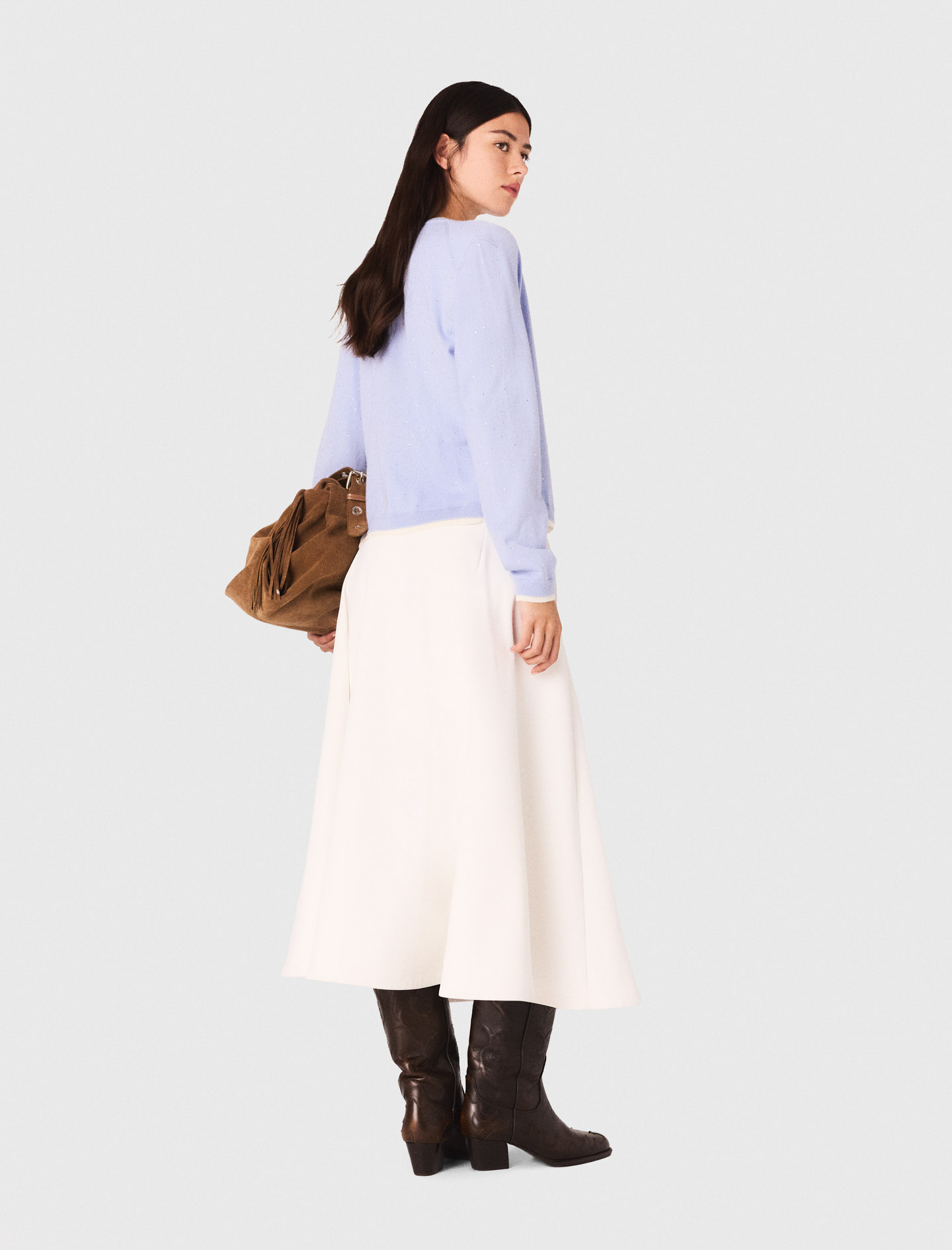 100% wool cardigan with rhinestones - Blue