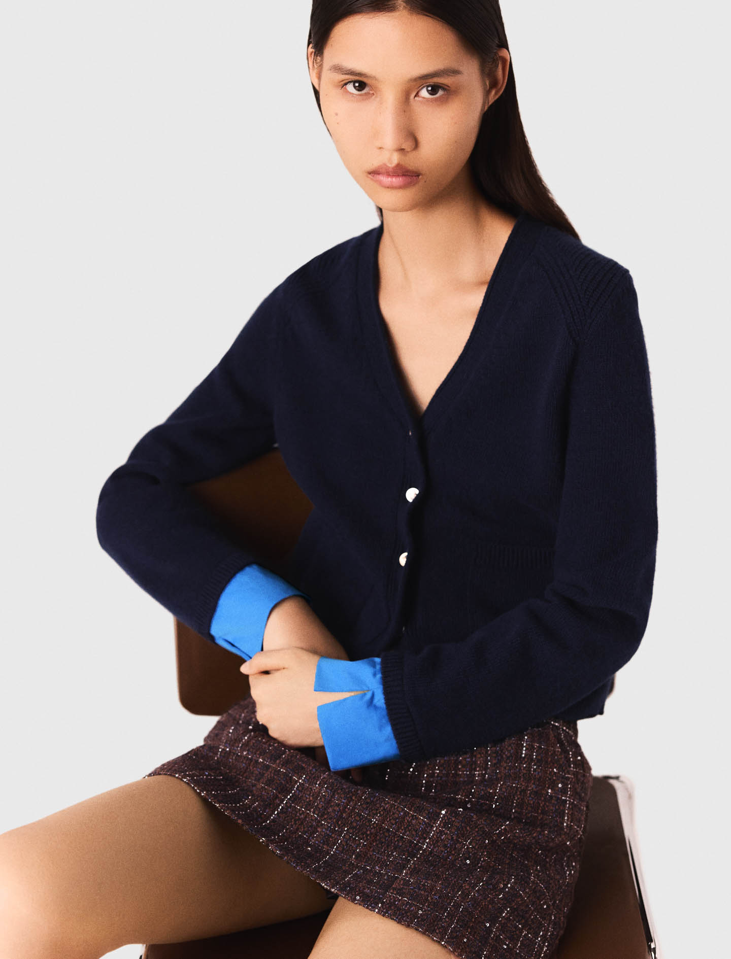 Cardigan with removable details - Navy