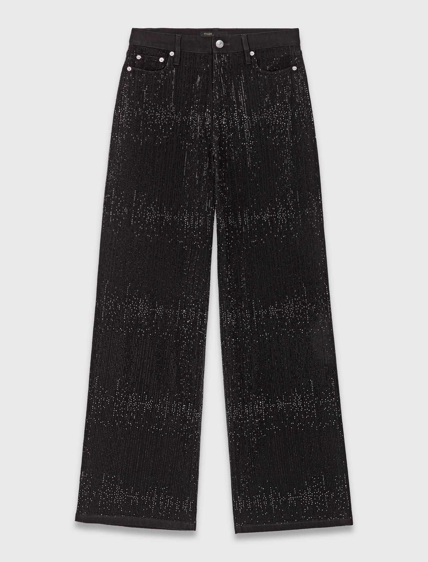 Wide leg rhinestone jeans - Black