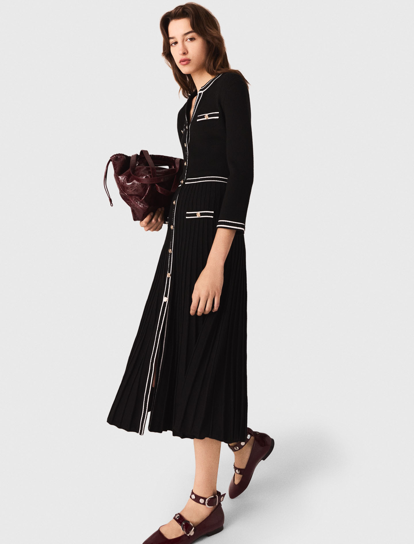 Knit midi dress - Black
