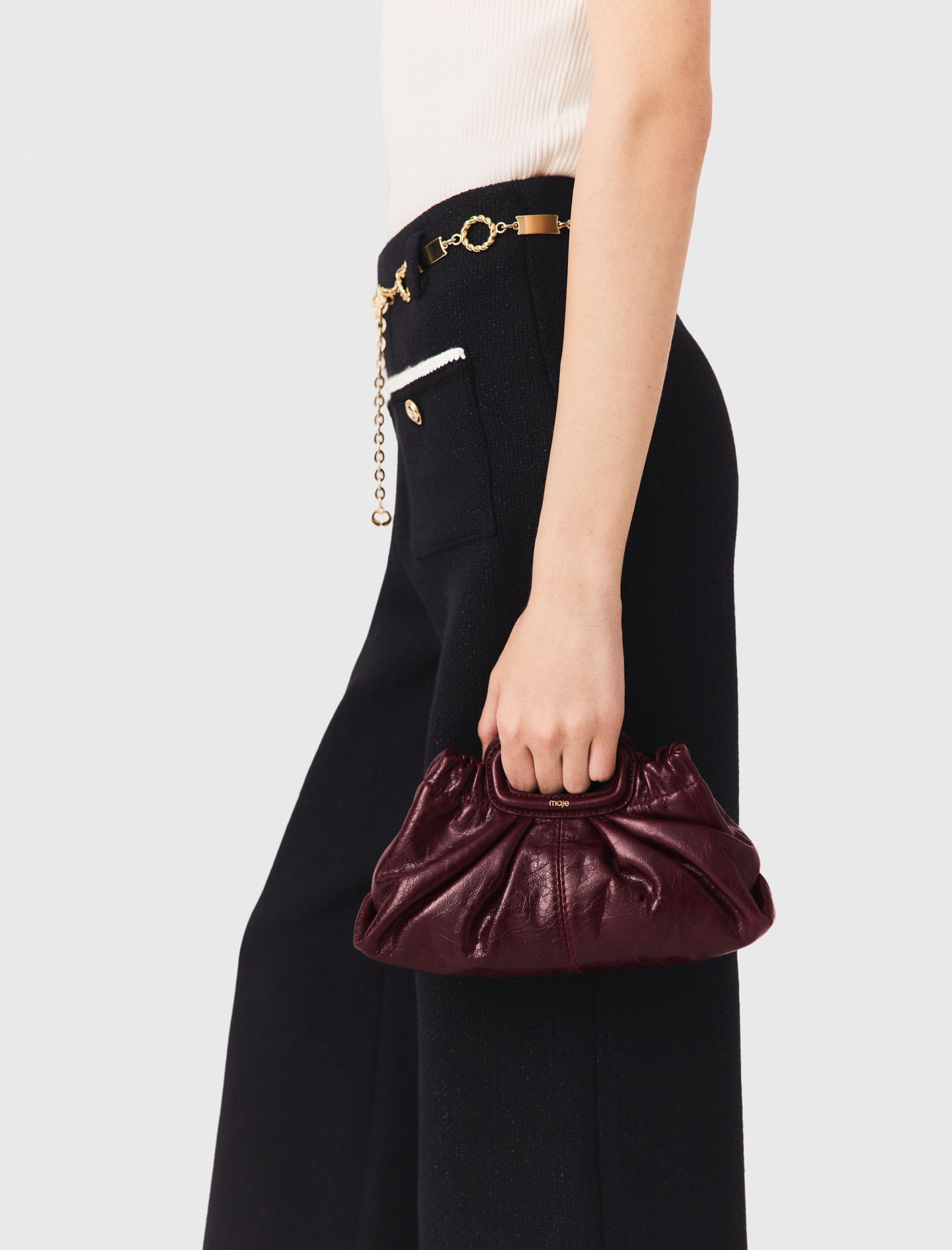 Crackled leather mini clutch - Bordeaux