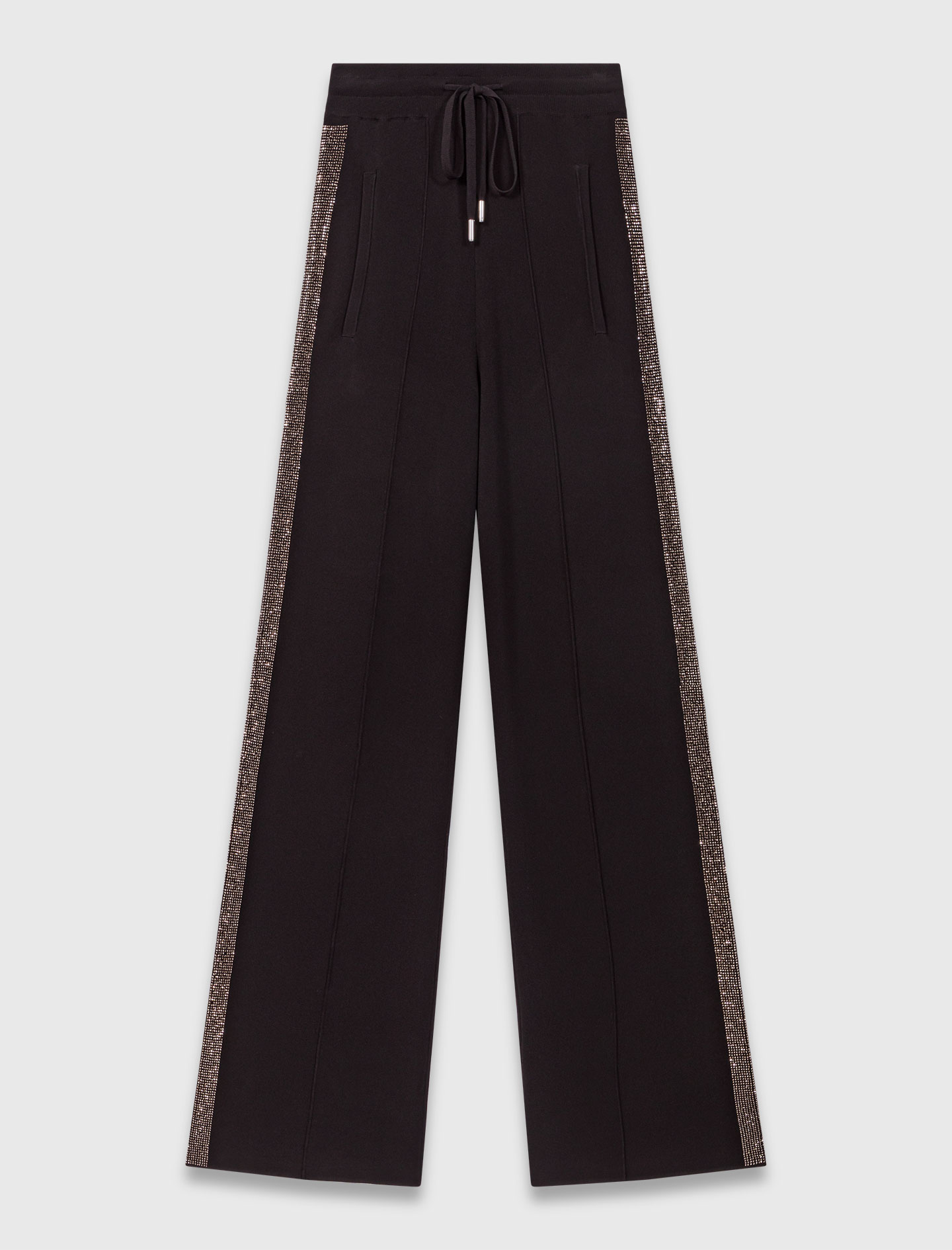 Trousers with rhinestone band - Black