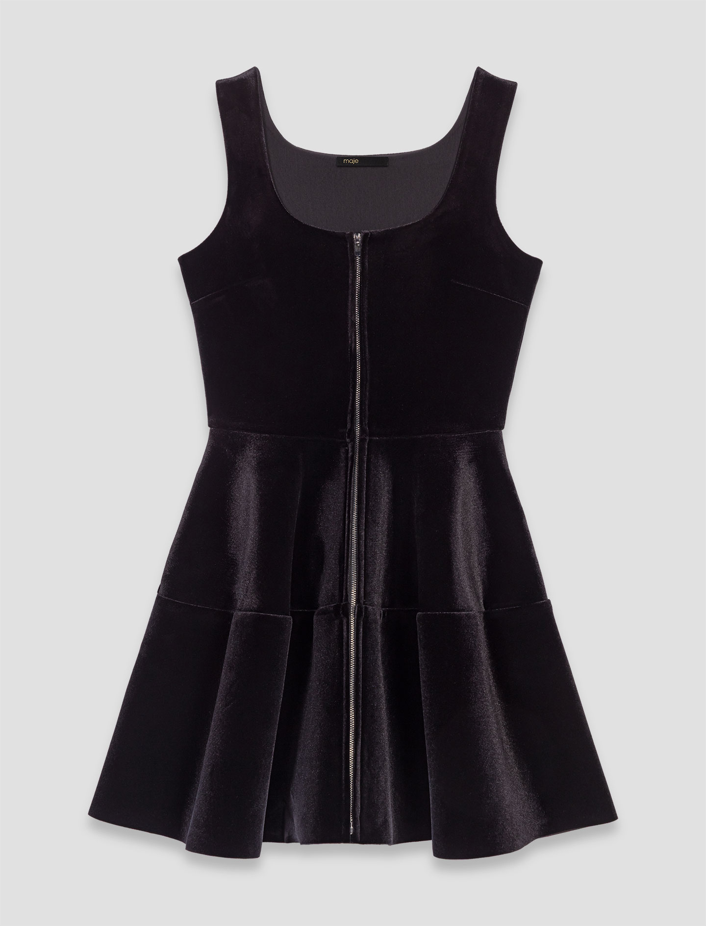 Short velvet skater dress - Black