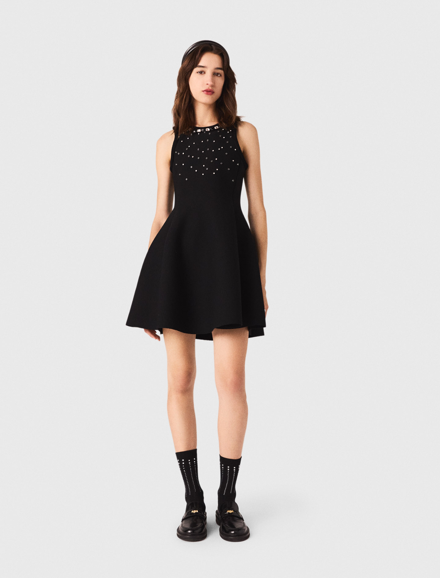 Jewelled skater dress - Black