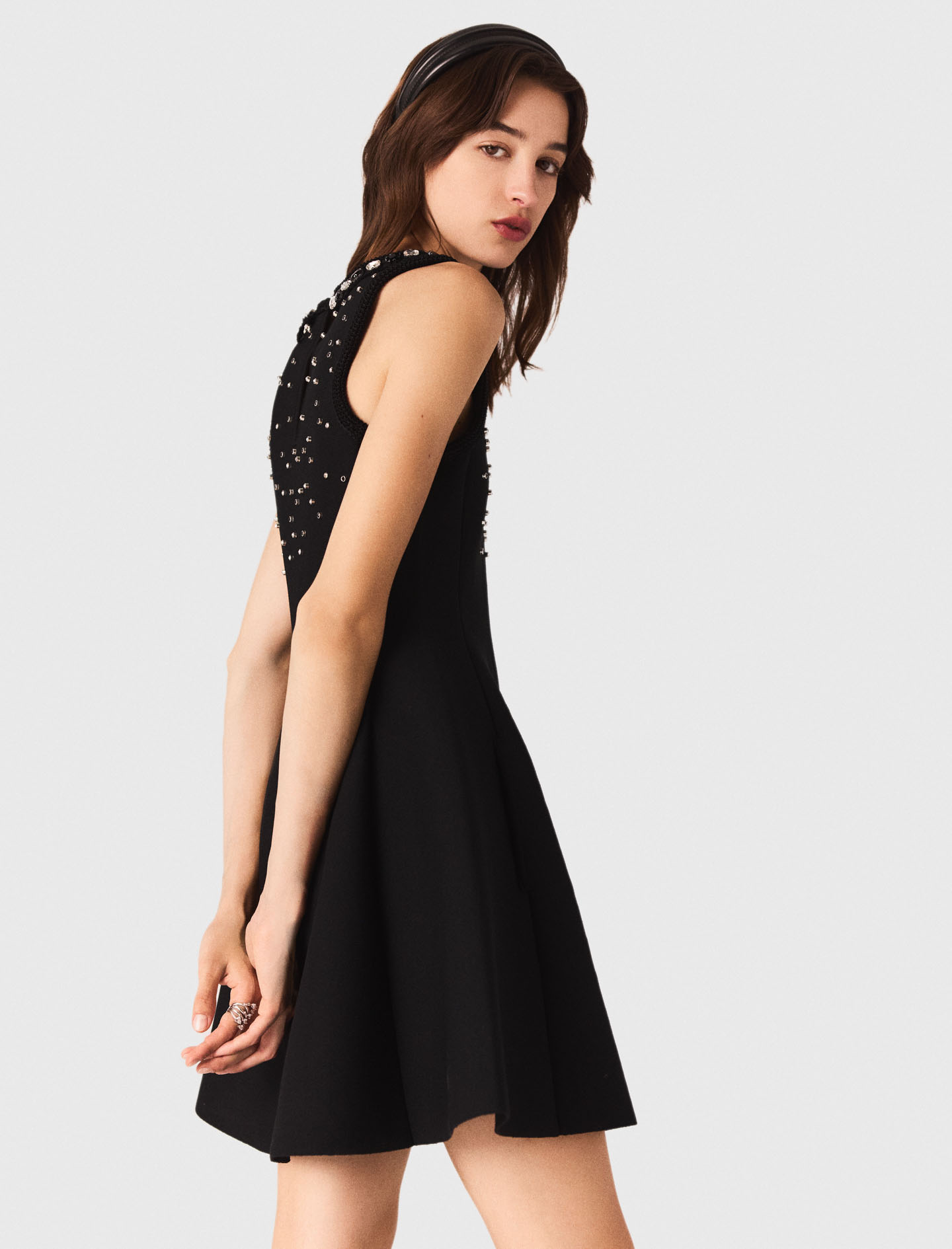 Jewelled skater dress - Black