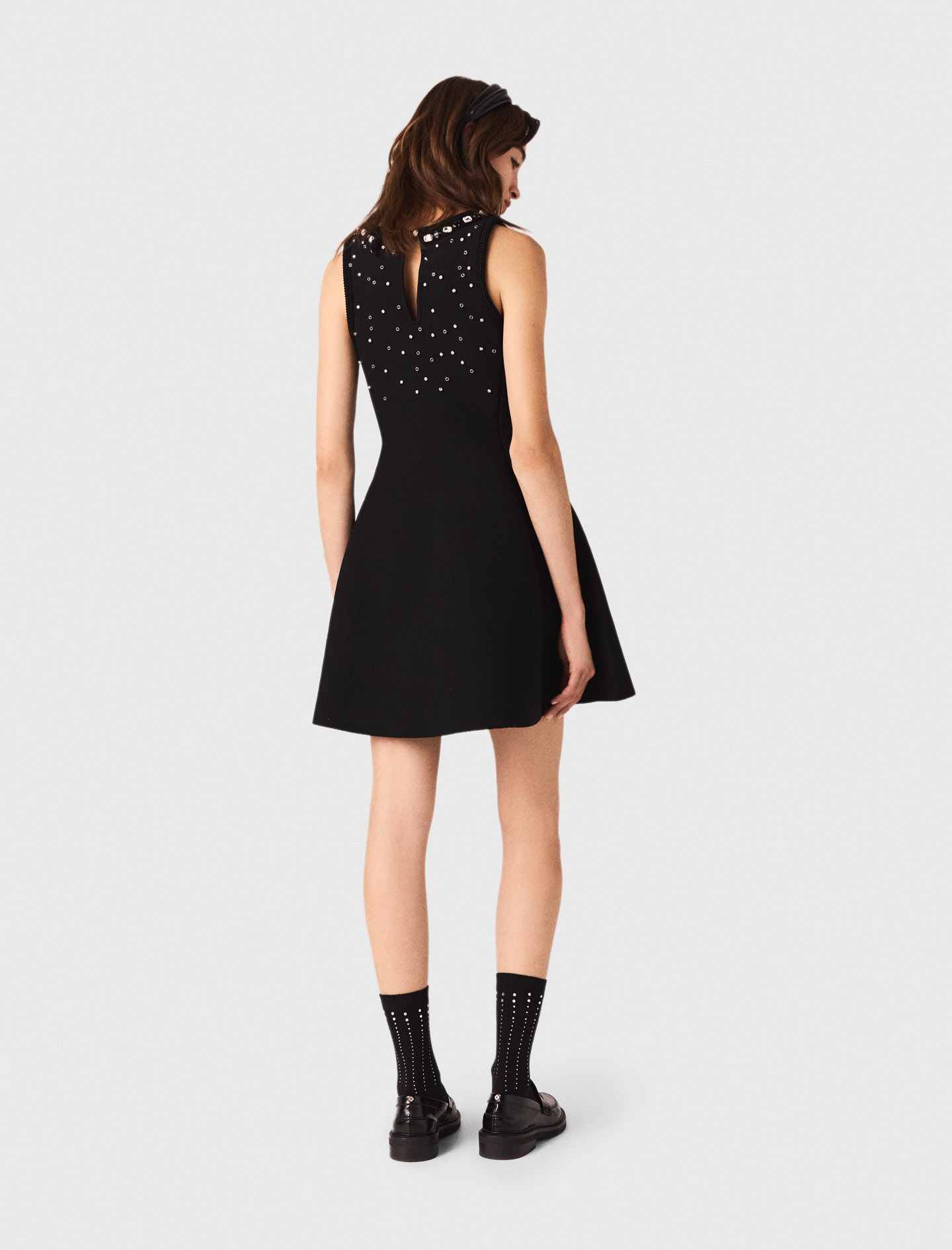 Jewelled skater dress - Black