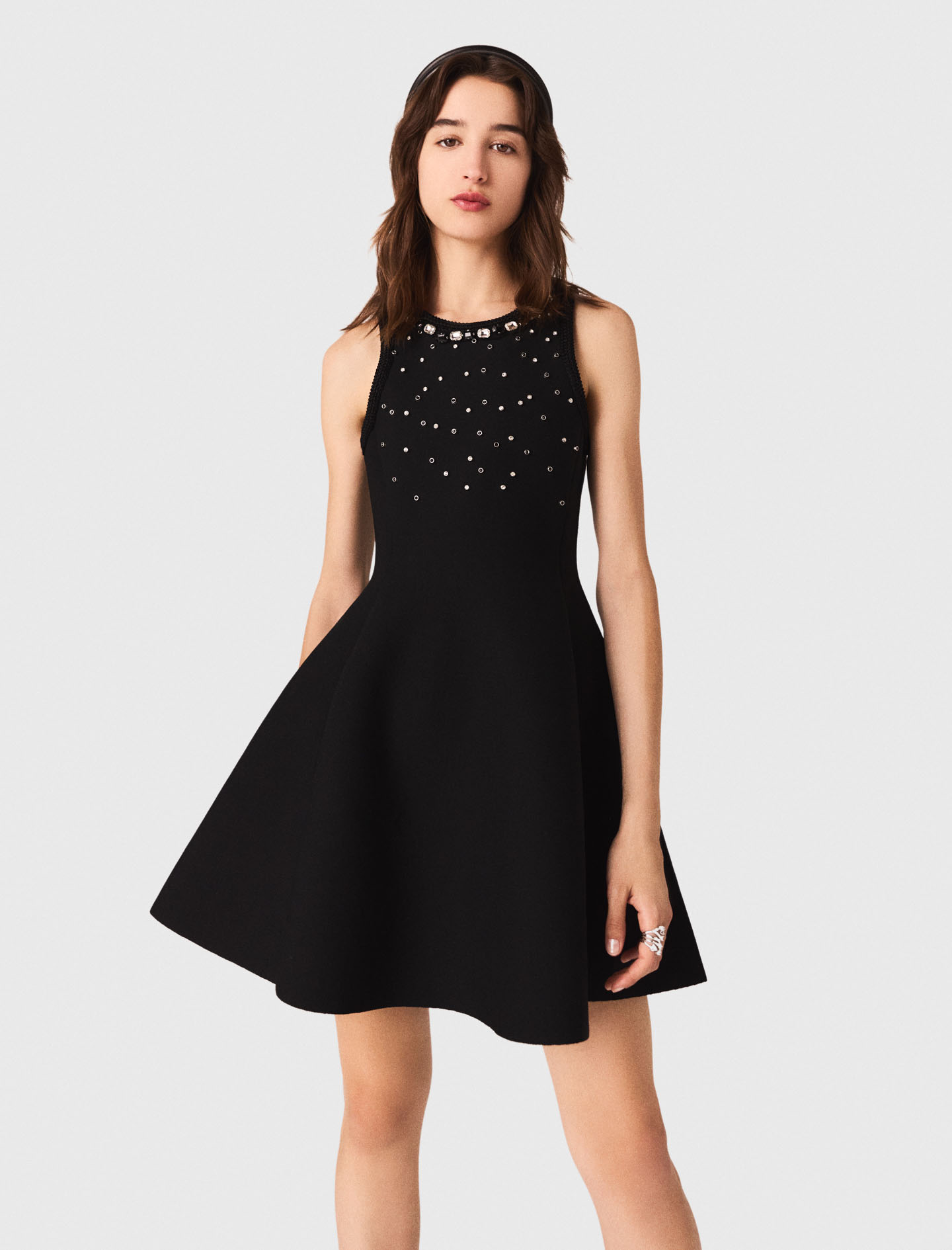 Jewelled skater dress - Black