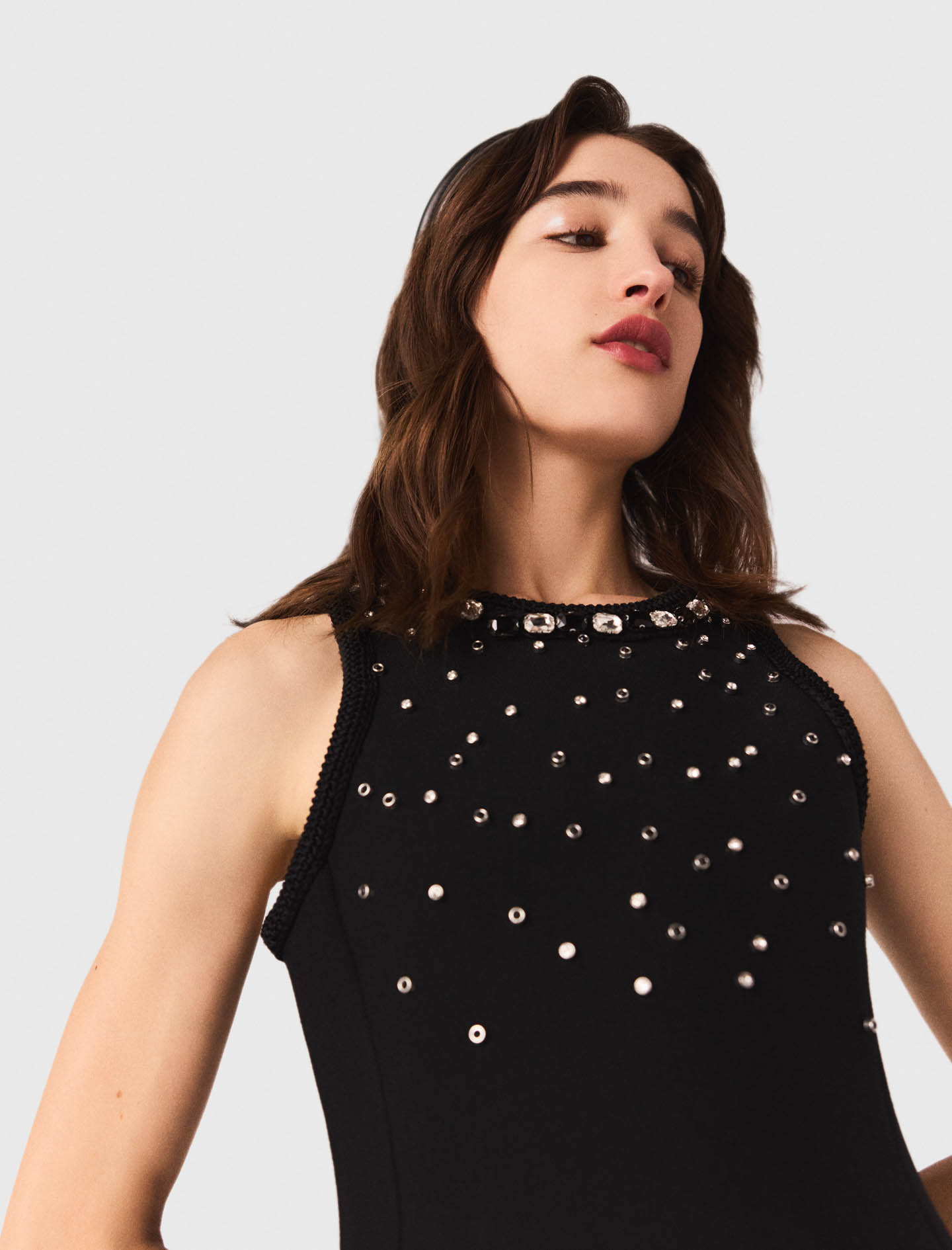 Jewelled skater dress - Black