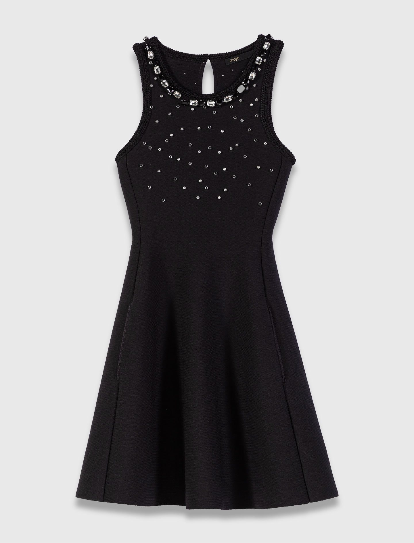 Jewelled skater dress - Black