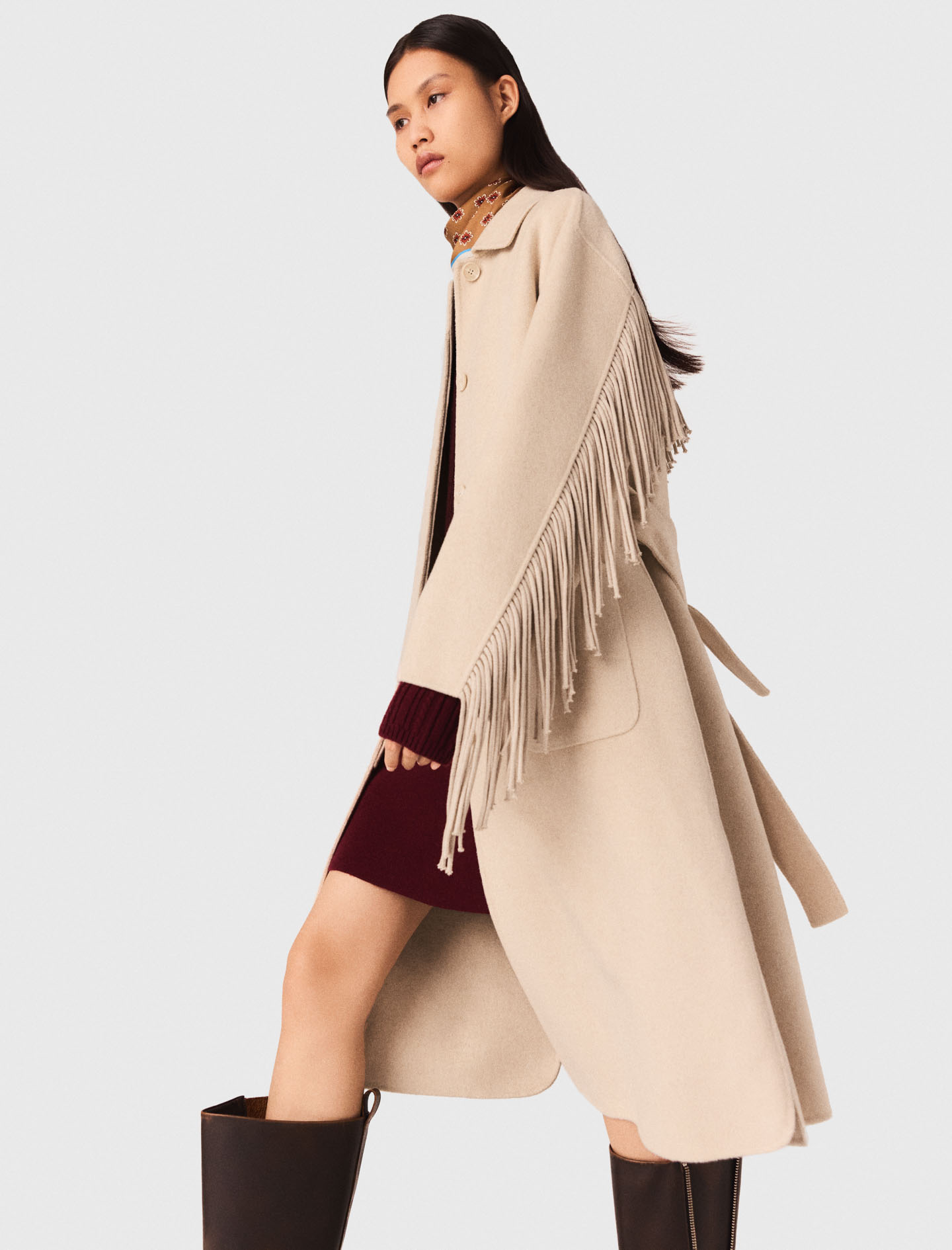 Long wool coat - Beige Long wool coat - Beige