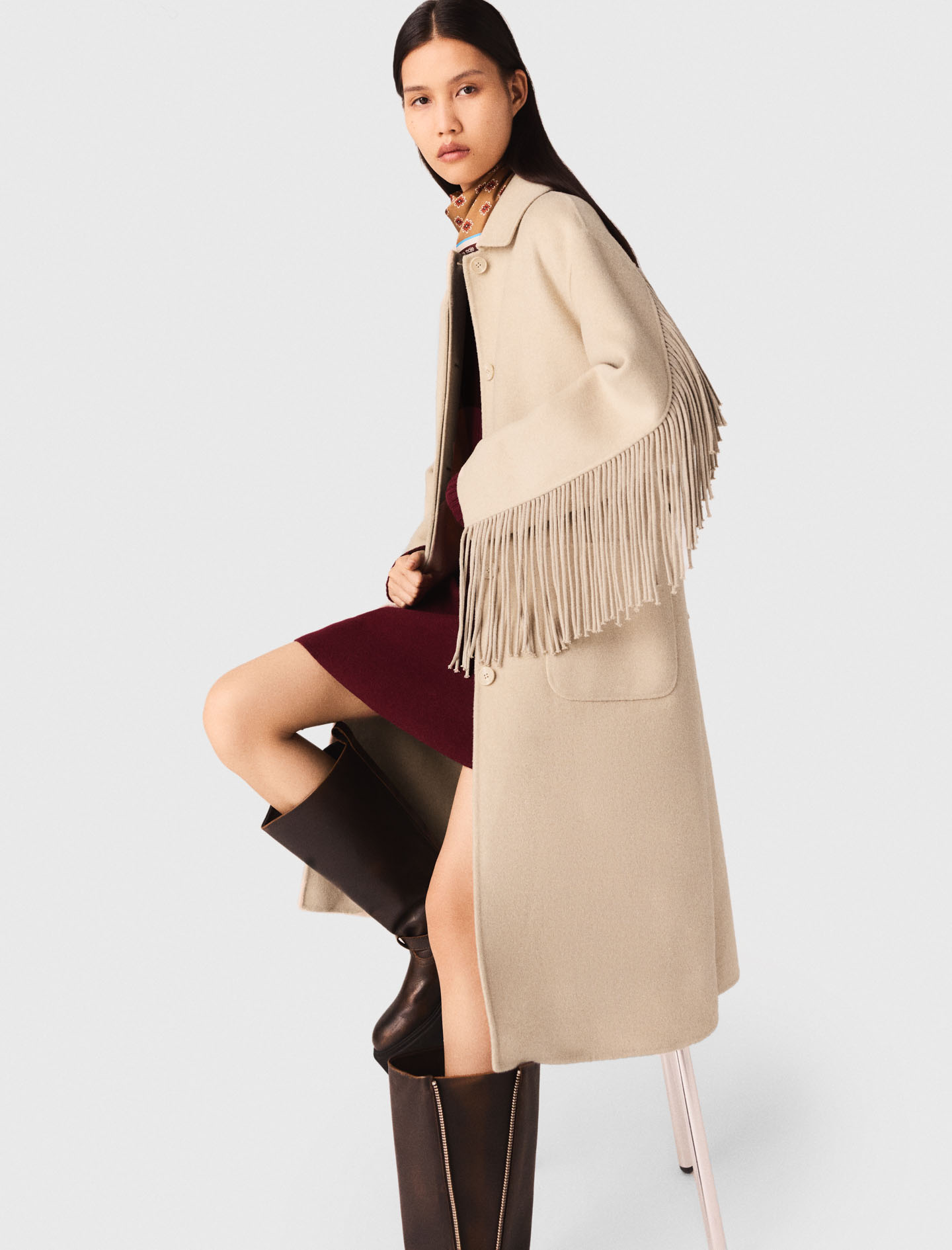 Long wool coat - Beige Long wool coat - Beige