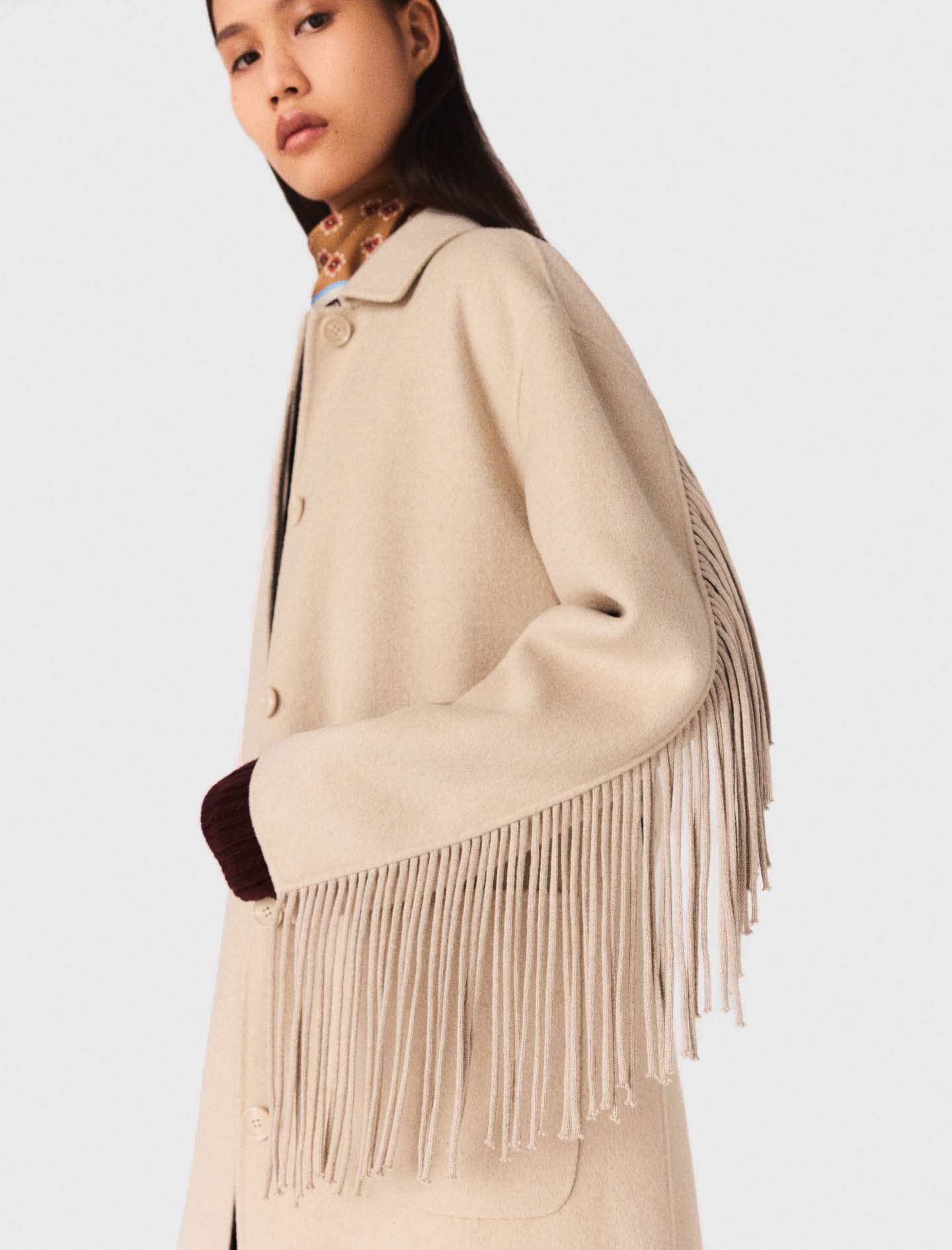 Long wool coat - Beige Long wool coat - Beige