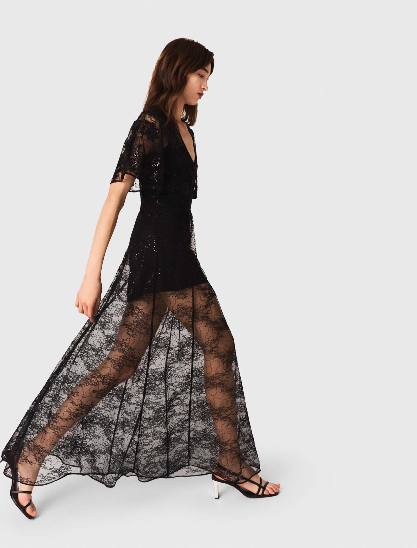 Maxi lace dress - Black