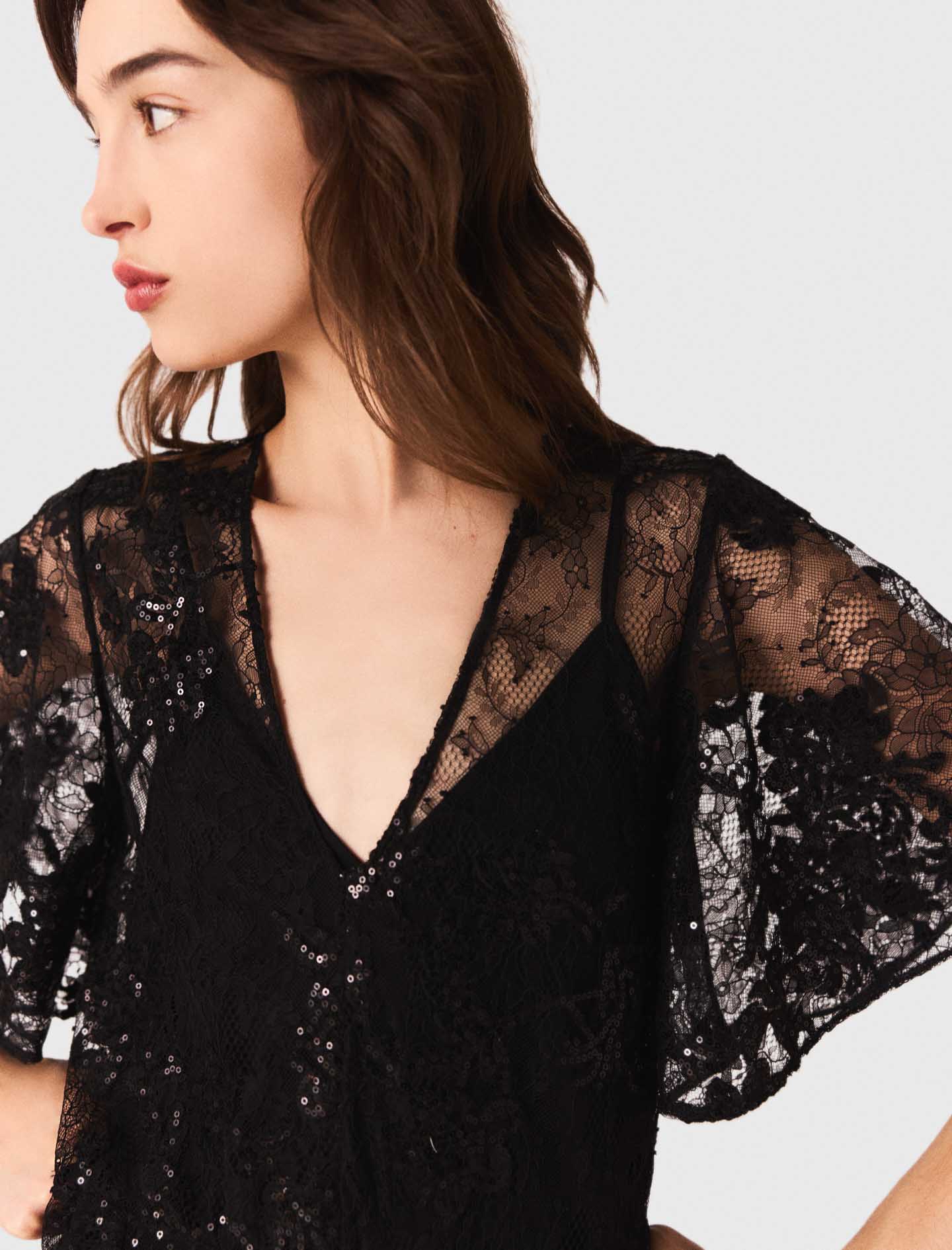 Maxi lace dress - Black