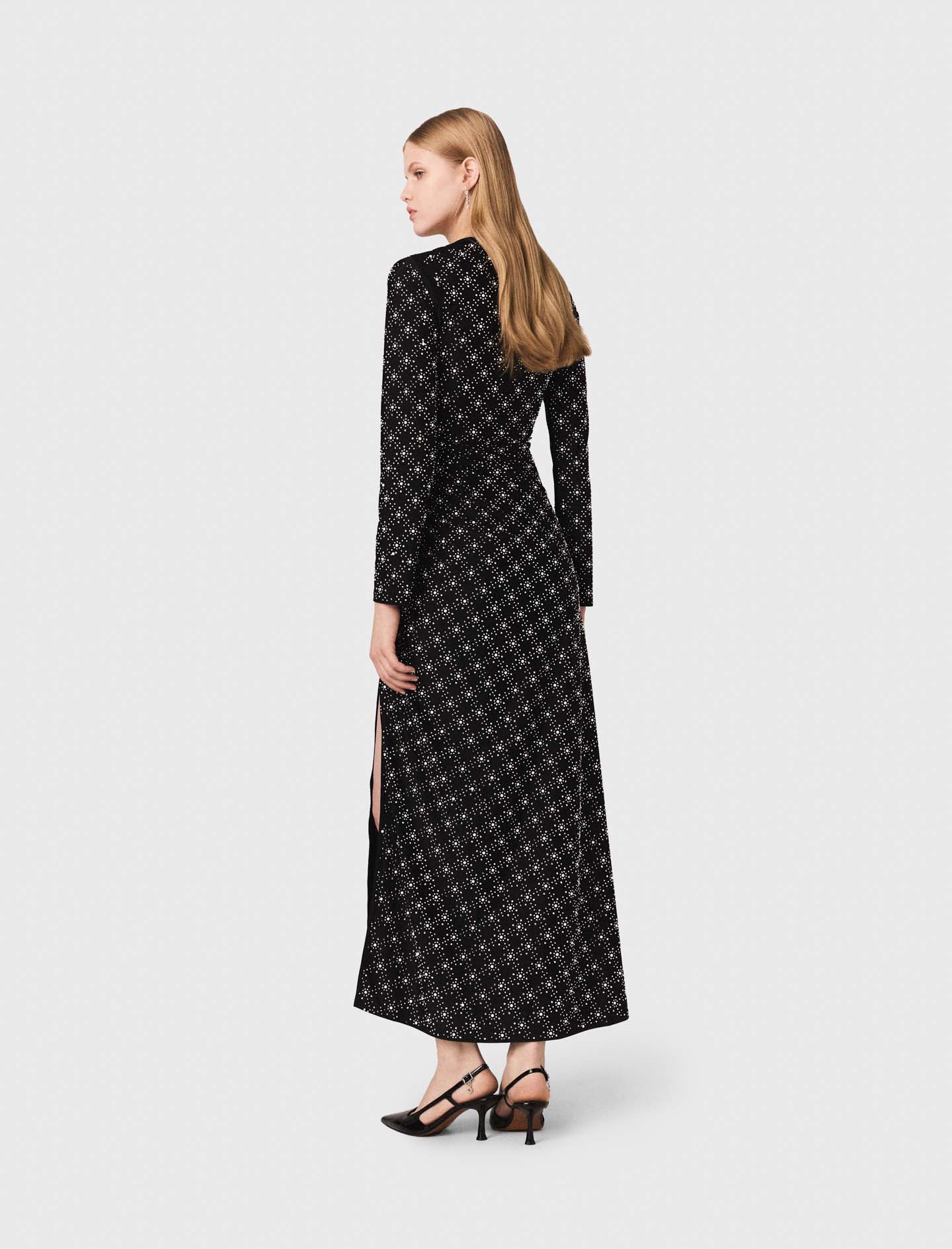 Beaded and rhinestone maxi dress - Black