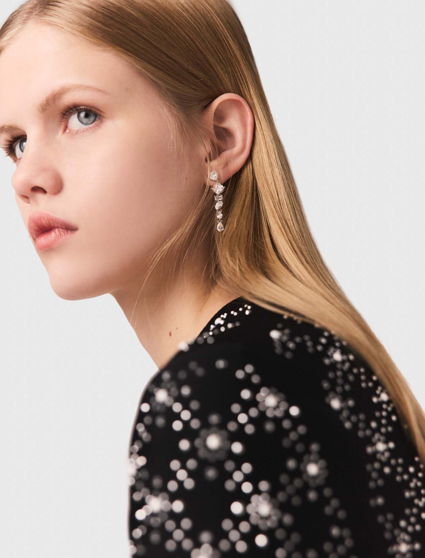 Beaded and rhinestone maxi dress - Black