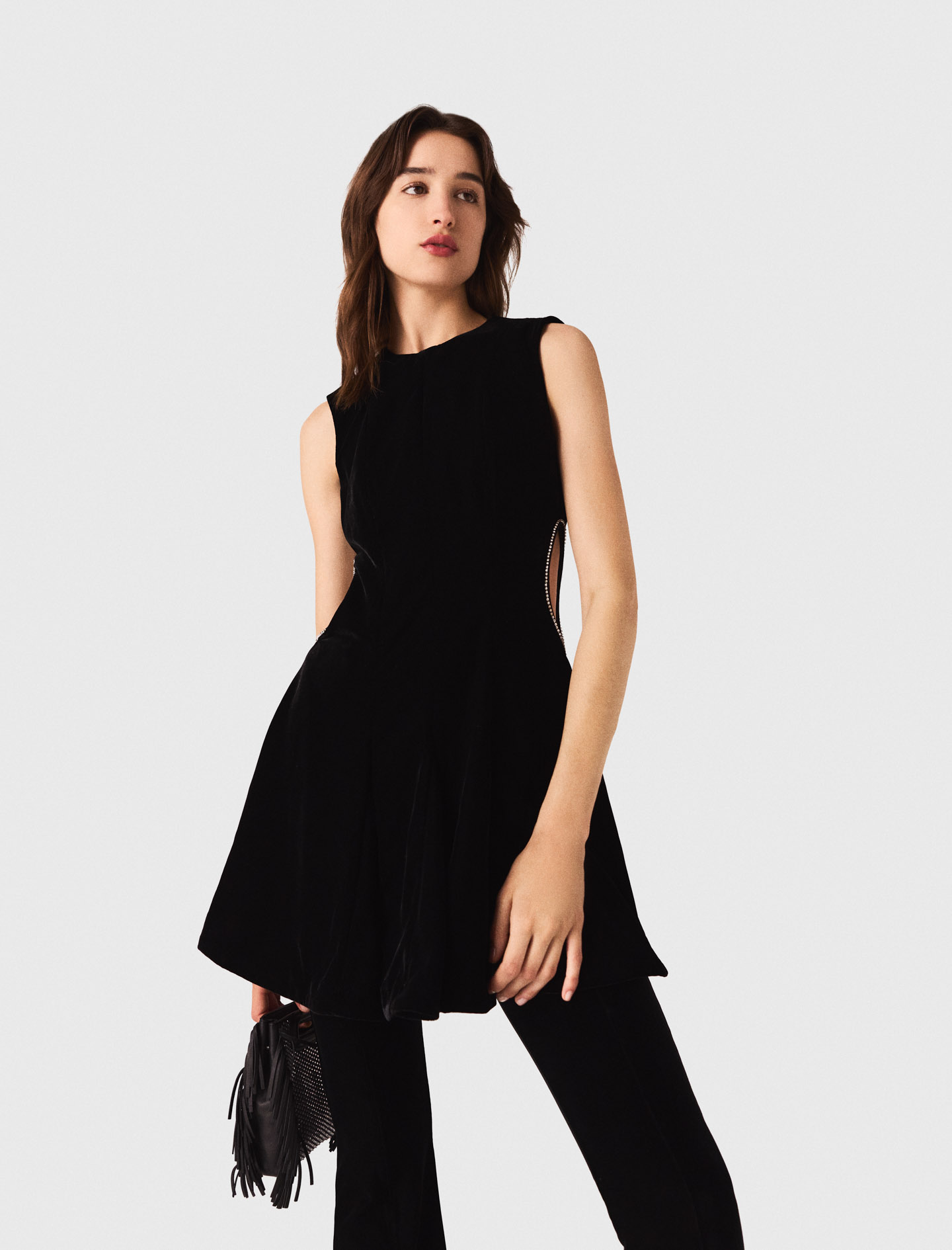 Short velvet dress - Black